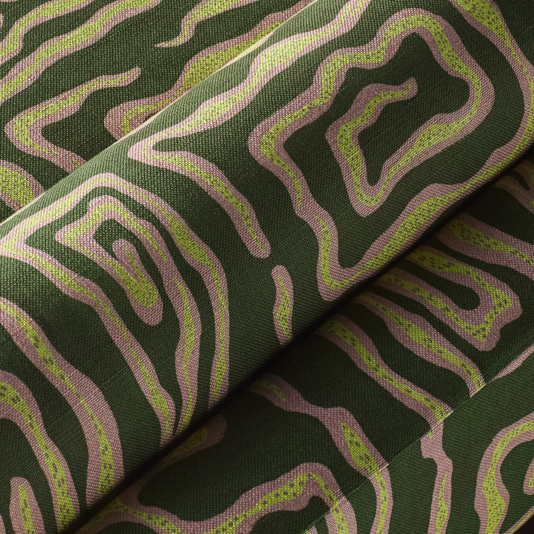 Leżanka V zielony z beżowym wzorem