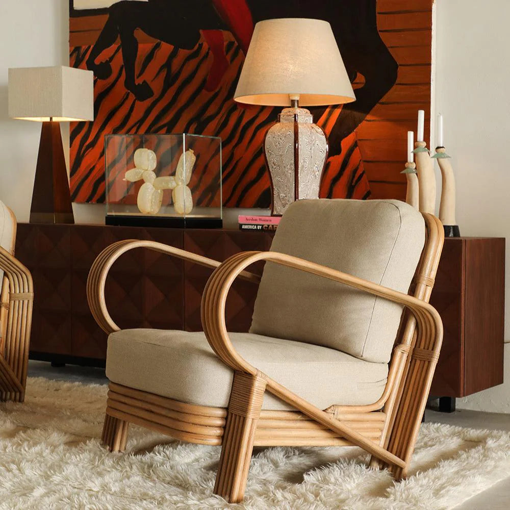 Sessel BAMBOO beige mit gebeiztem Bambus