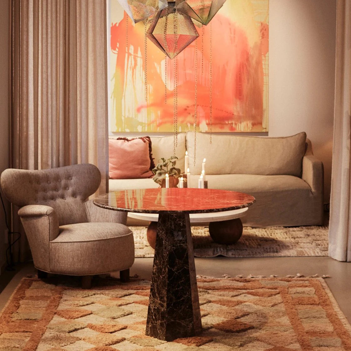 Runder Tisch HEXAGON Marmor Emperador