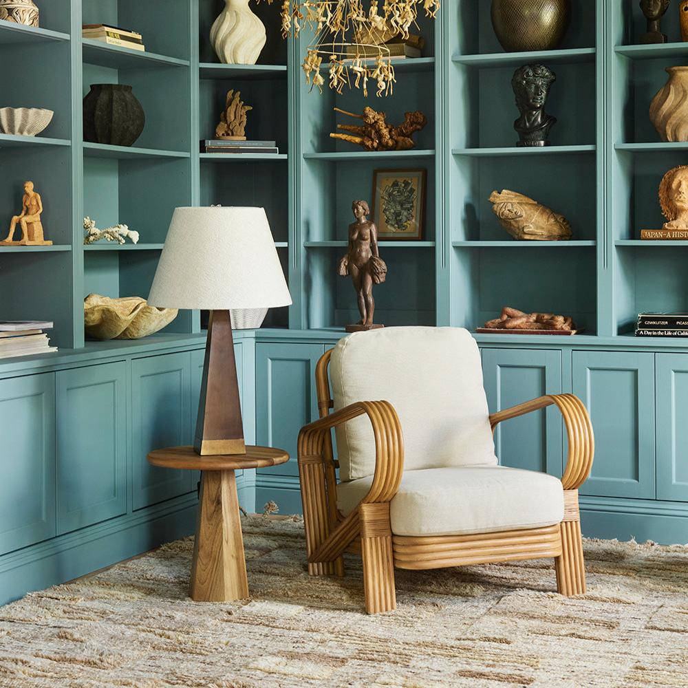 Sessel BAMBOO beige mit gebeiztem Bambus
