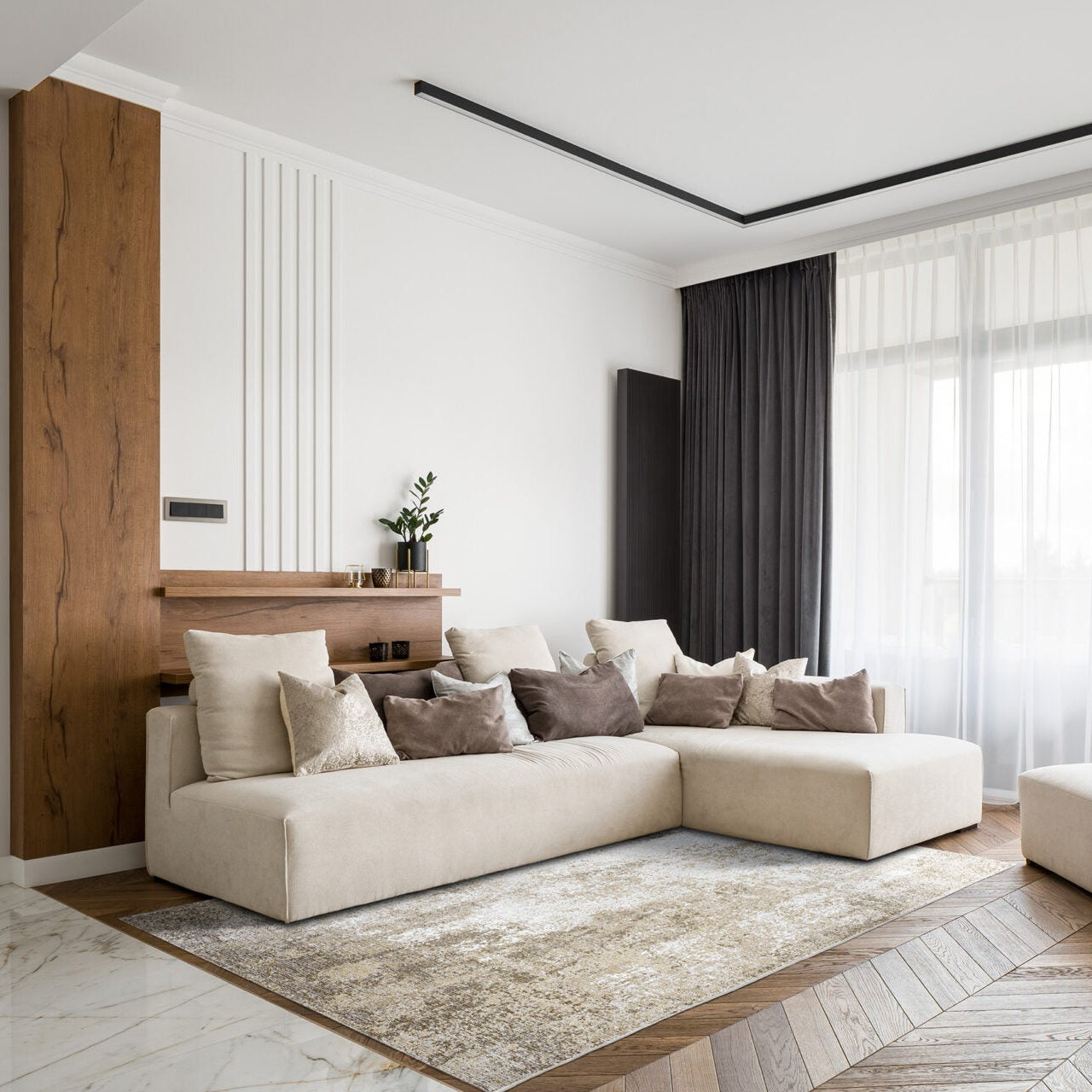 Teppich DECO RUGS beige mit Weiß