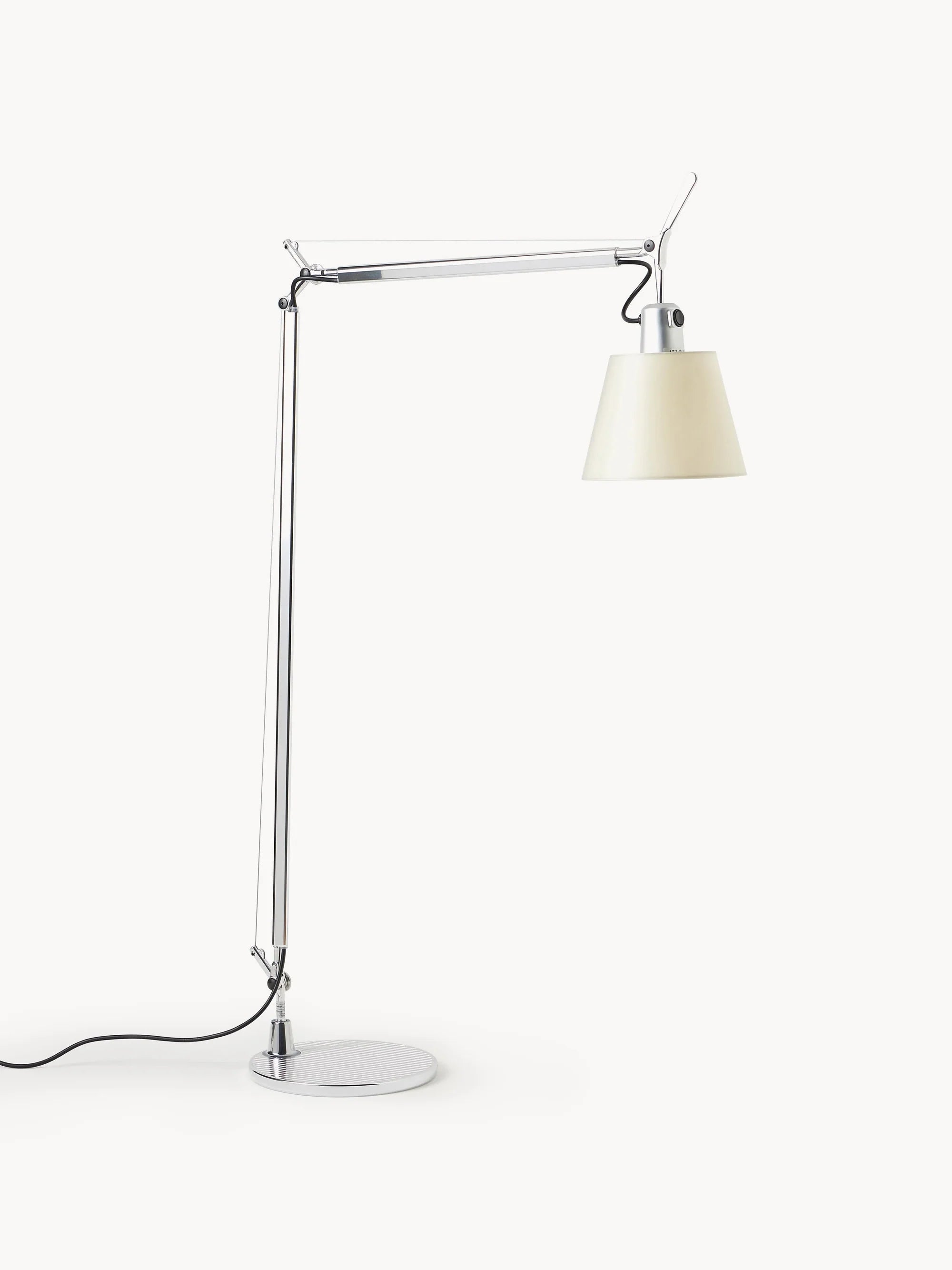 TOLOMEO BASCULANTE Reading Floor Lamp with Parchment Shade and Silver Base