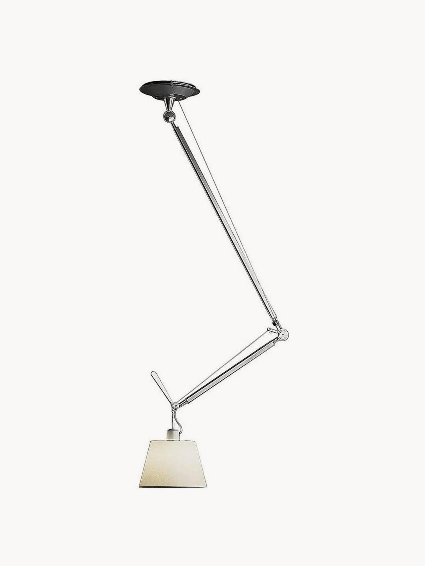 Hängelampe verstellbar TOLOMEO DECENTRATA mit pergamentfarbener Schirm und Aluminiumarm