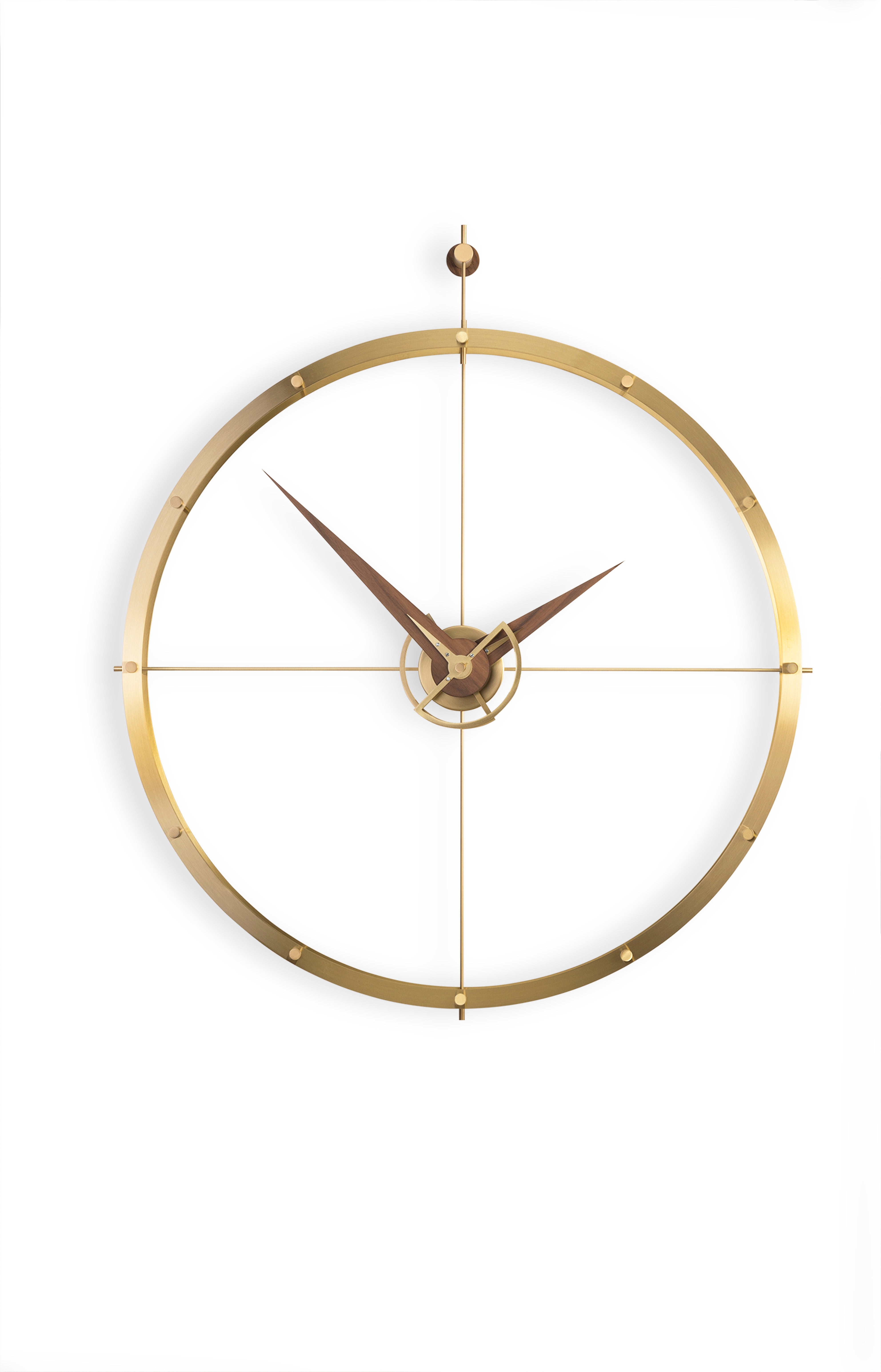 DOUBLE O PREMIUM wall clock walnut wood with brass finish