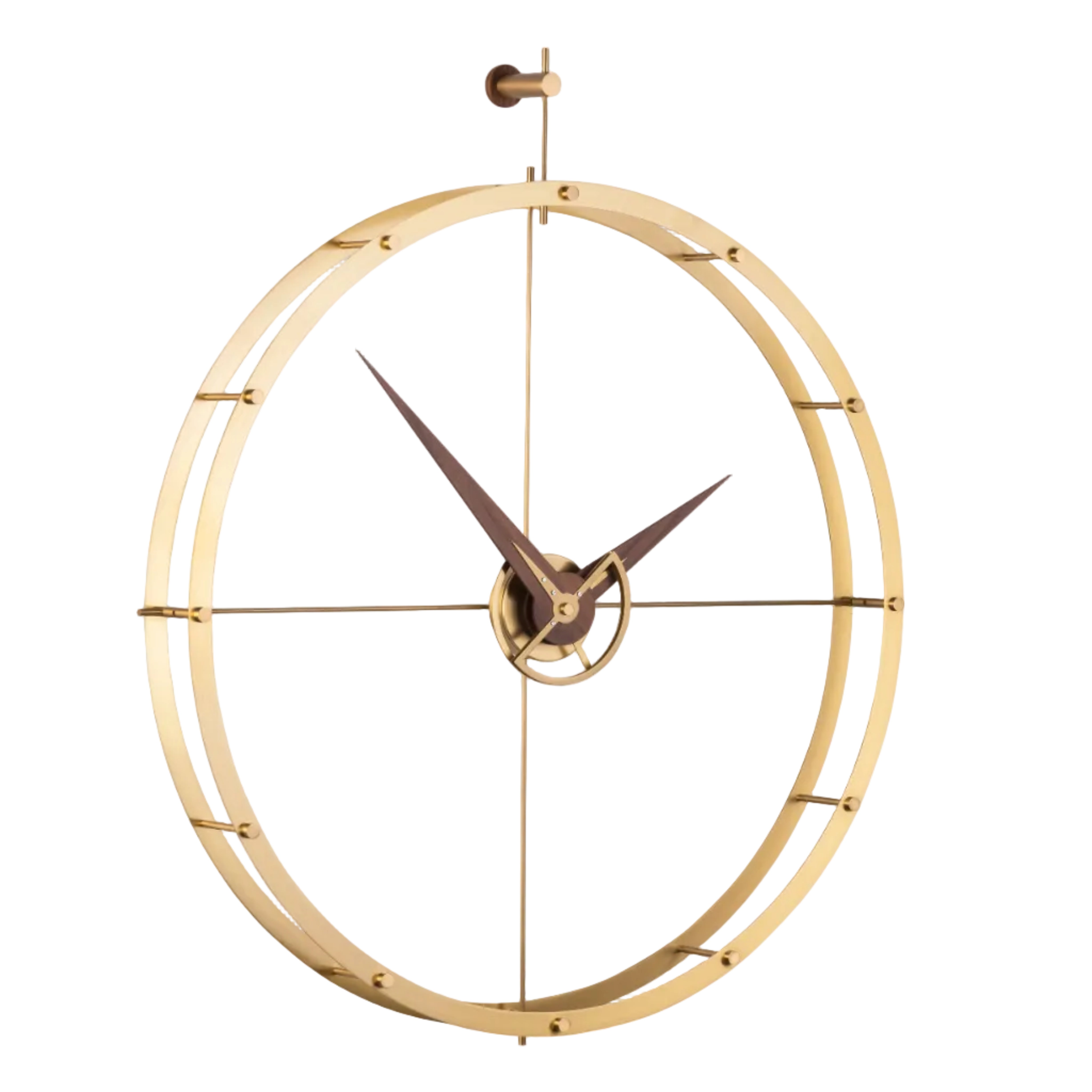 DOUBLE O PREMIUM wall clock walnut wood with brass finish