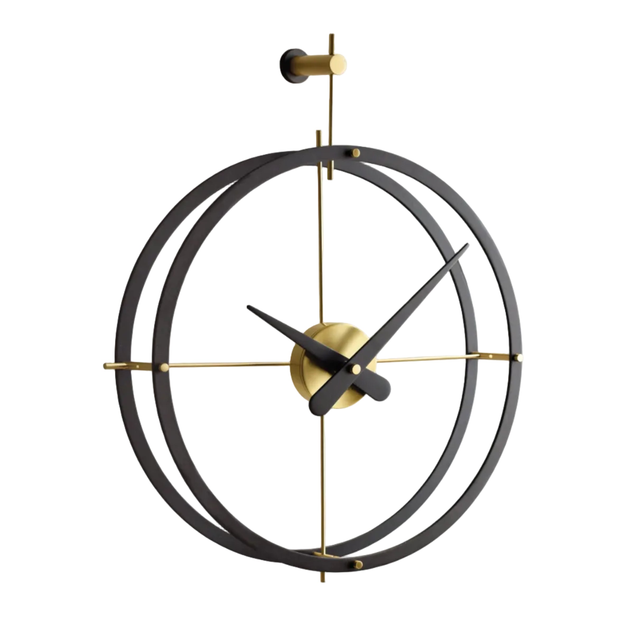 Wanduhr DOS PUNTOS schwarz mit Messing
