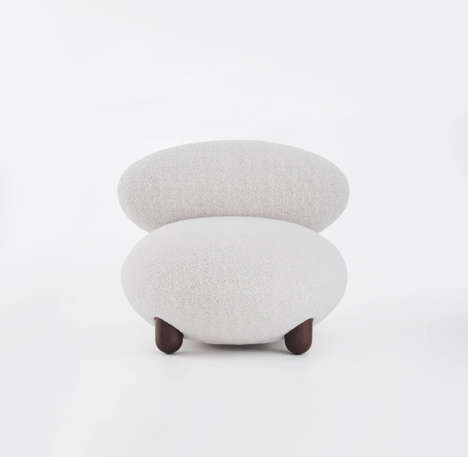 Upholstered FLOCK Armchair with Wooden Base