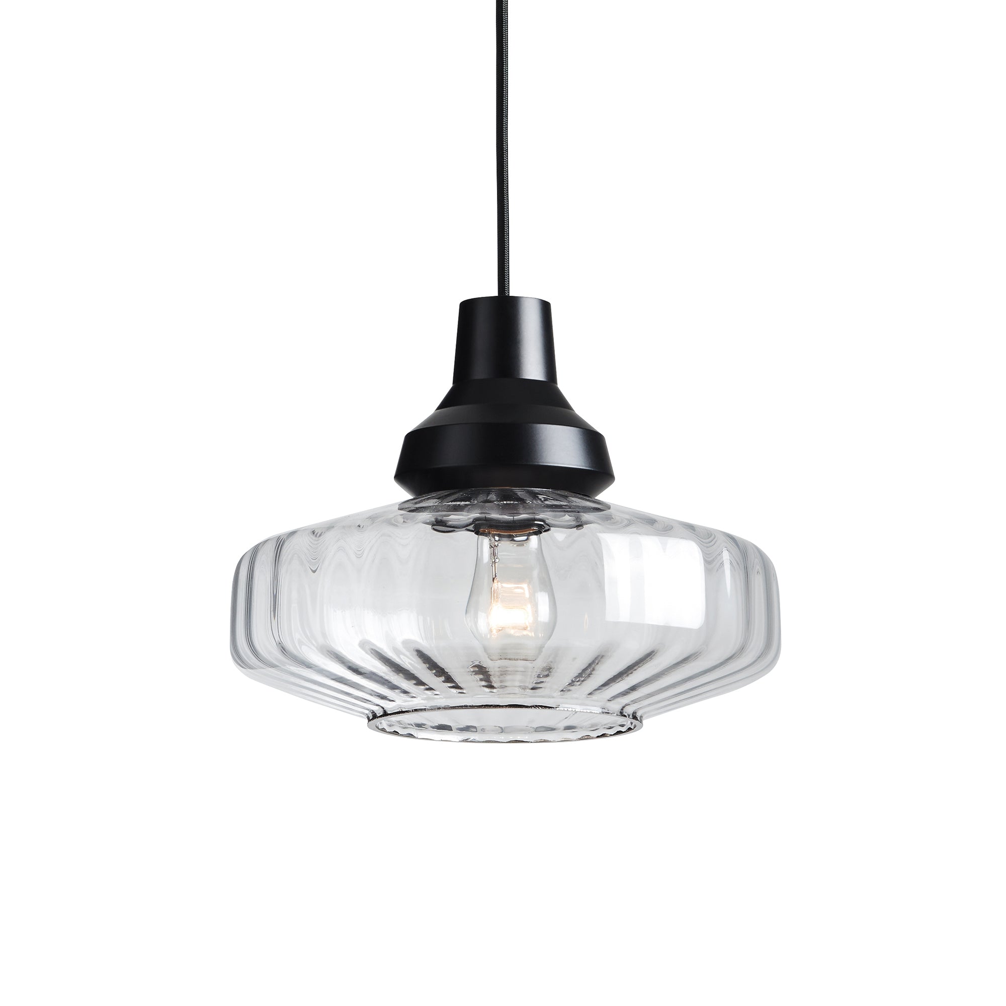 Lampa wisząca NEW WAVE OPTIC transparentne szkło z czarnym wykończeniem