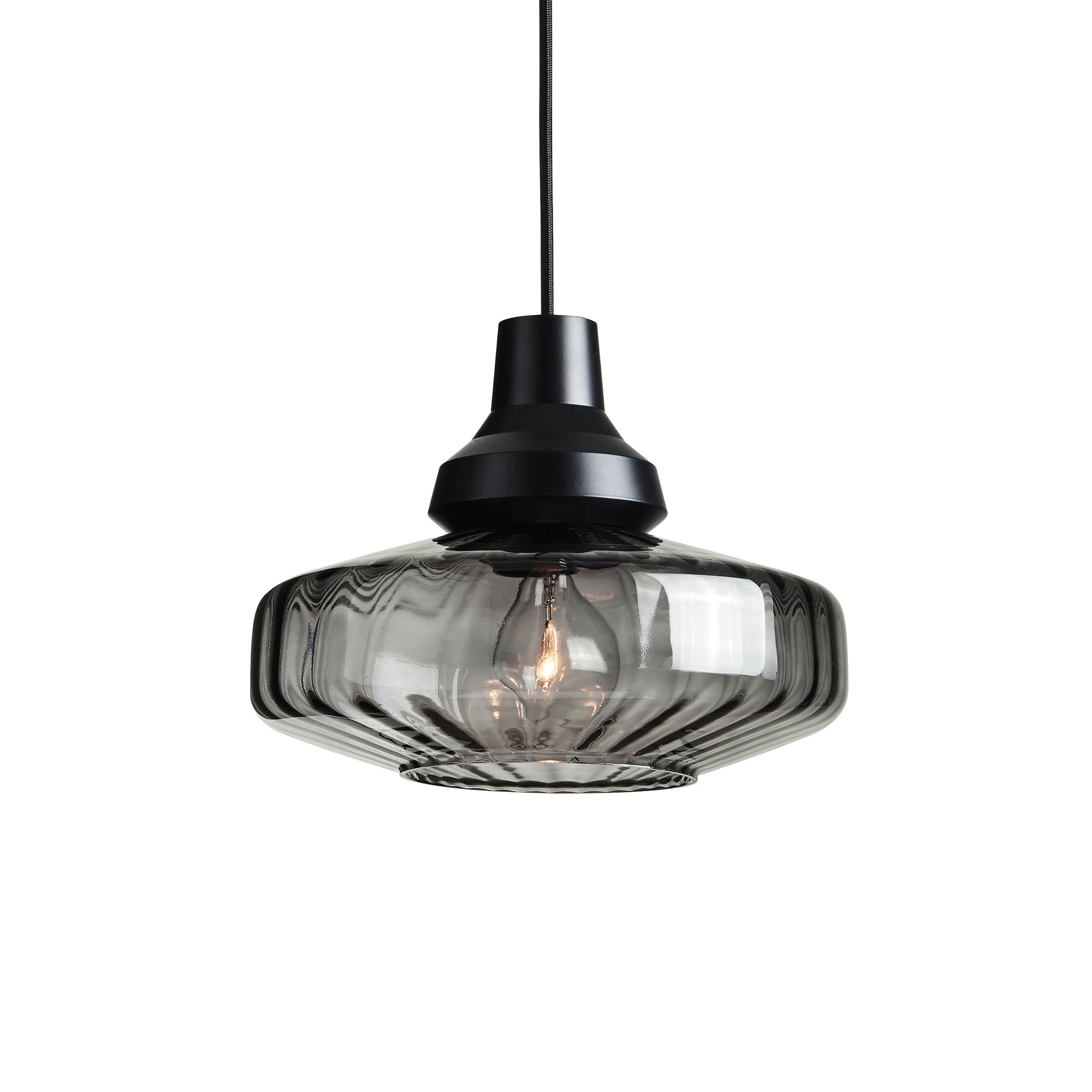 Lampa wisząca NEW WAVE OPTIC dymione szkło z czarnym wykończeniem