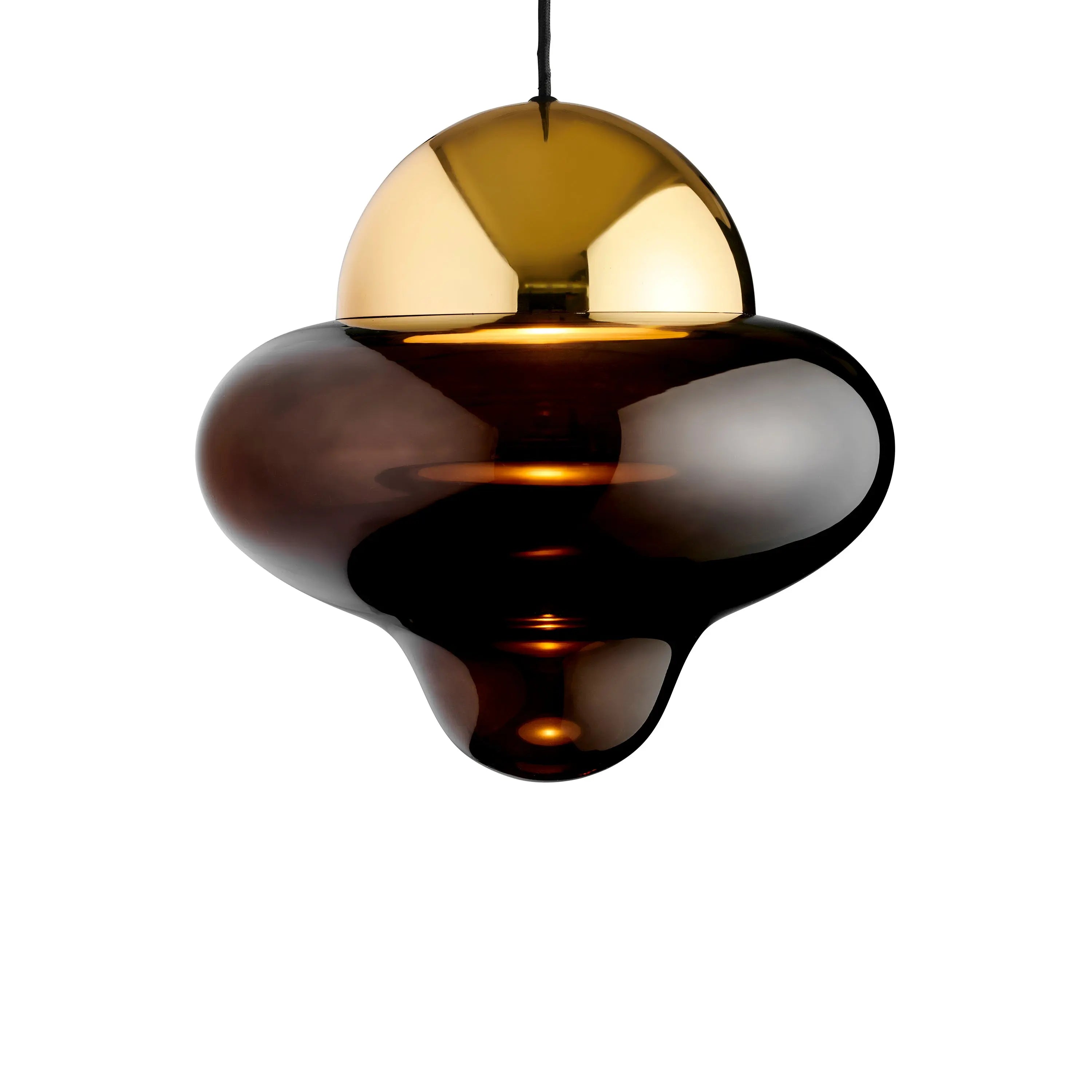 Lampa wisząca NUTTY szkło brązowe ze złotym wykończeniem z oświetleniem LED