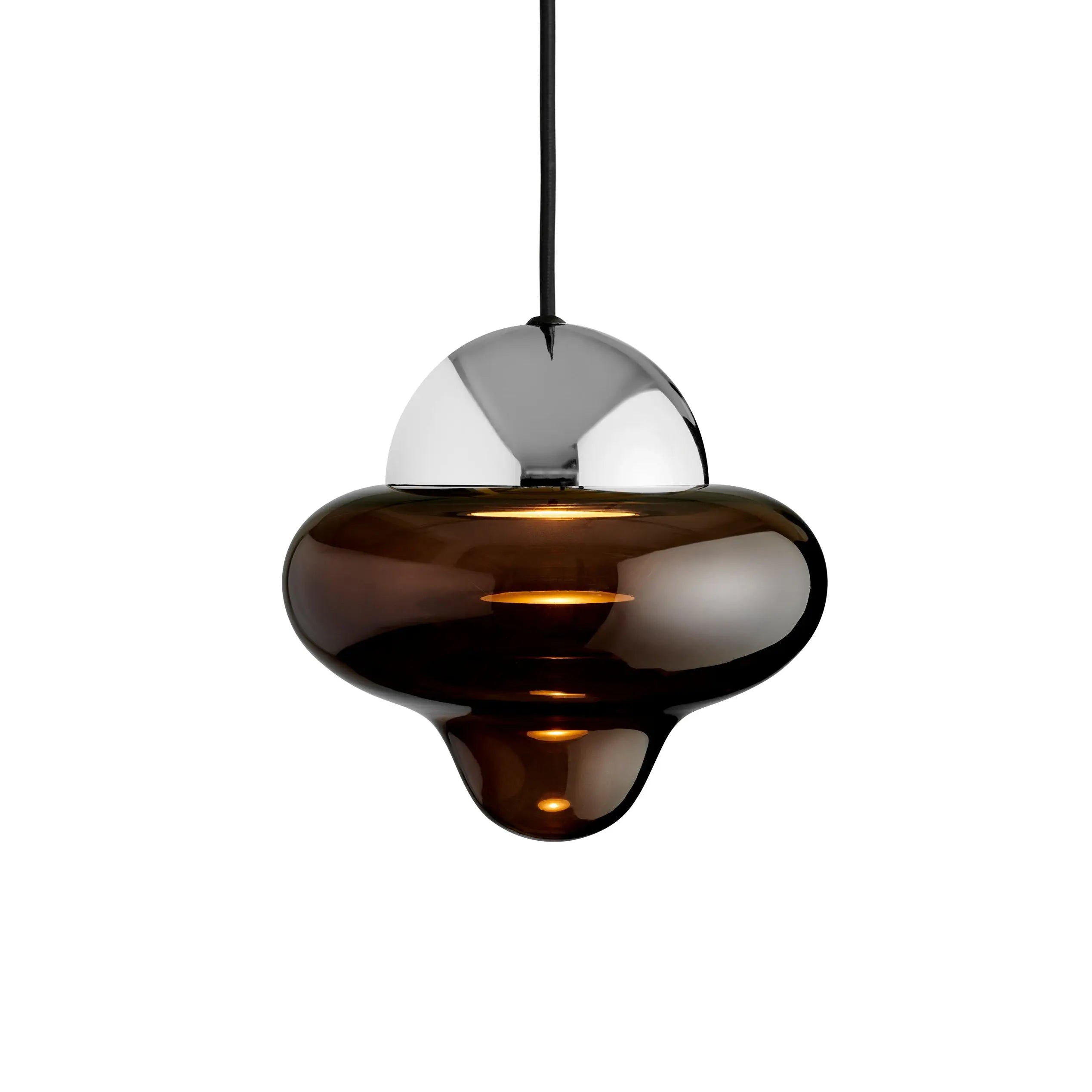 Lampa wisząca NUTTY szkło brązowe ze srebrnym wykończeniem – Design By Us