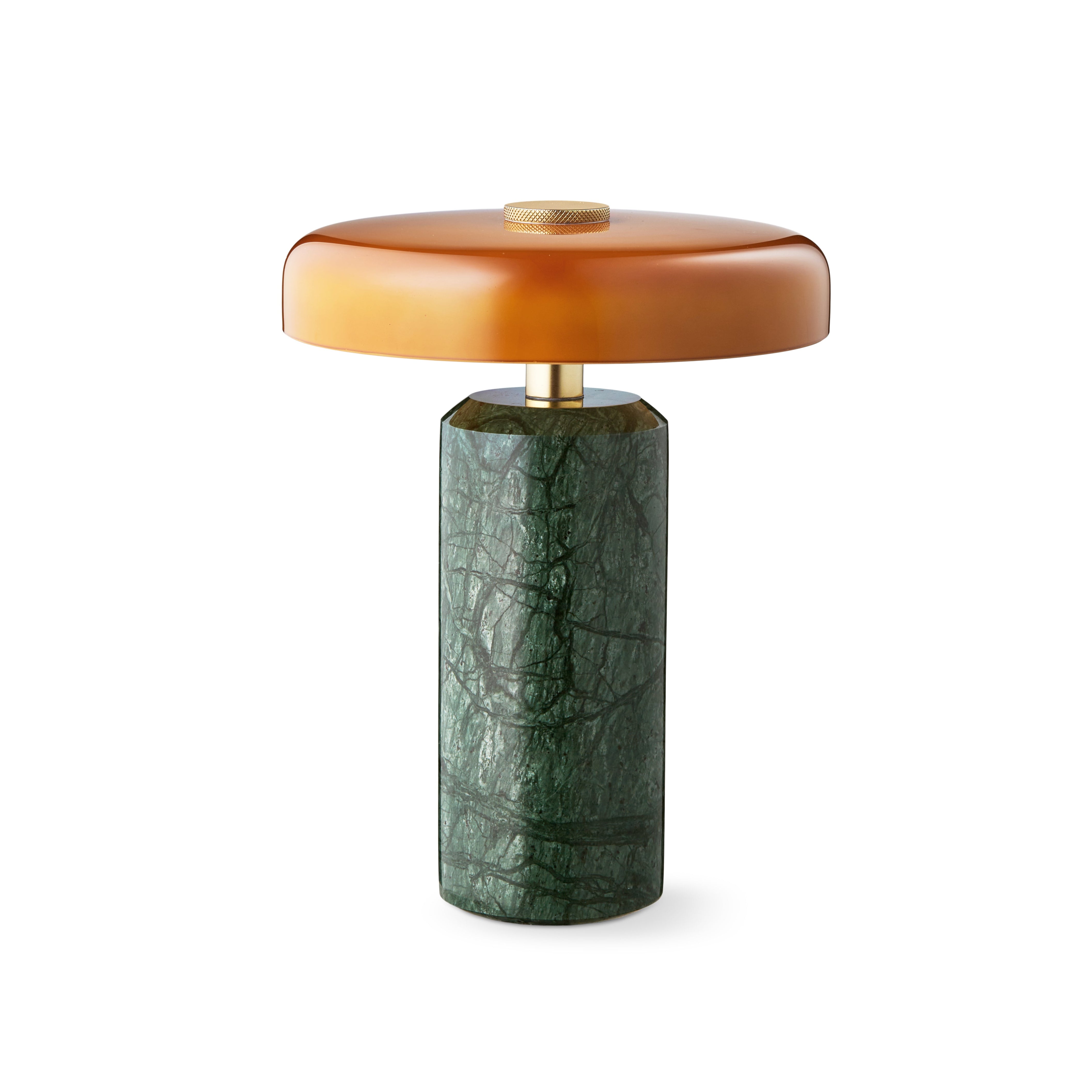 Portable lamp TRIP green marble with amber glass