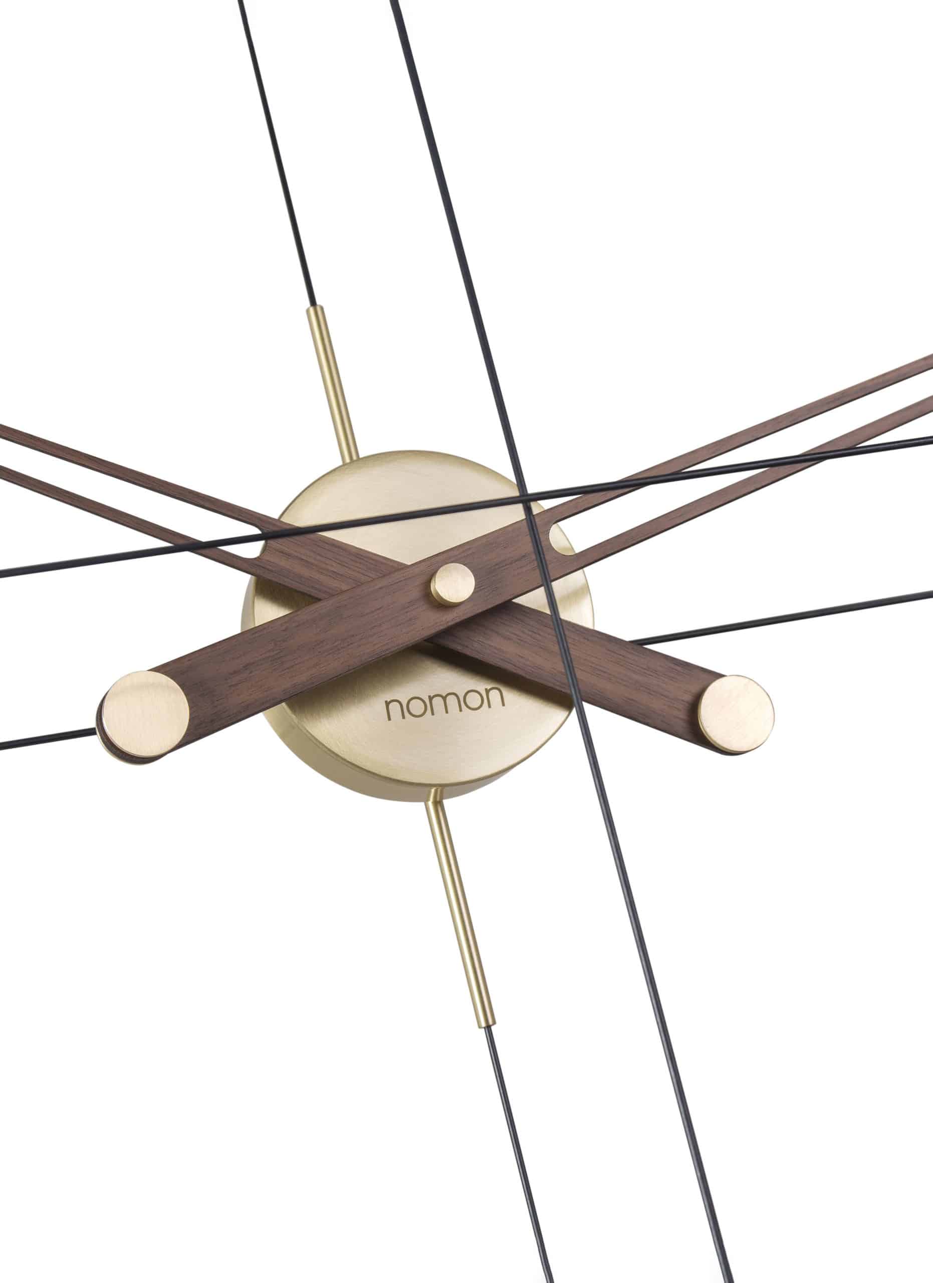 DELMORI wall clock walnut wood with black and brass