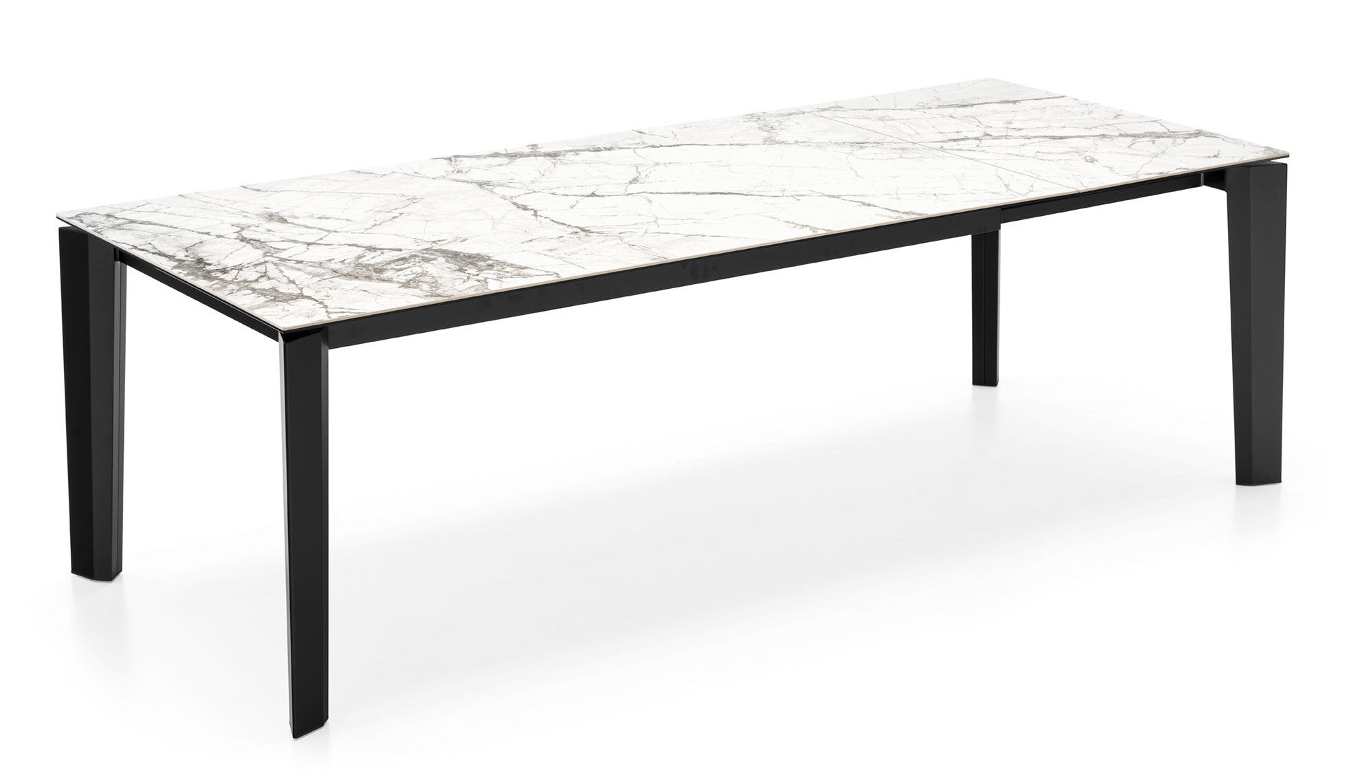 DELTA extendable table with a white top and black base