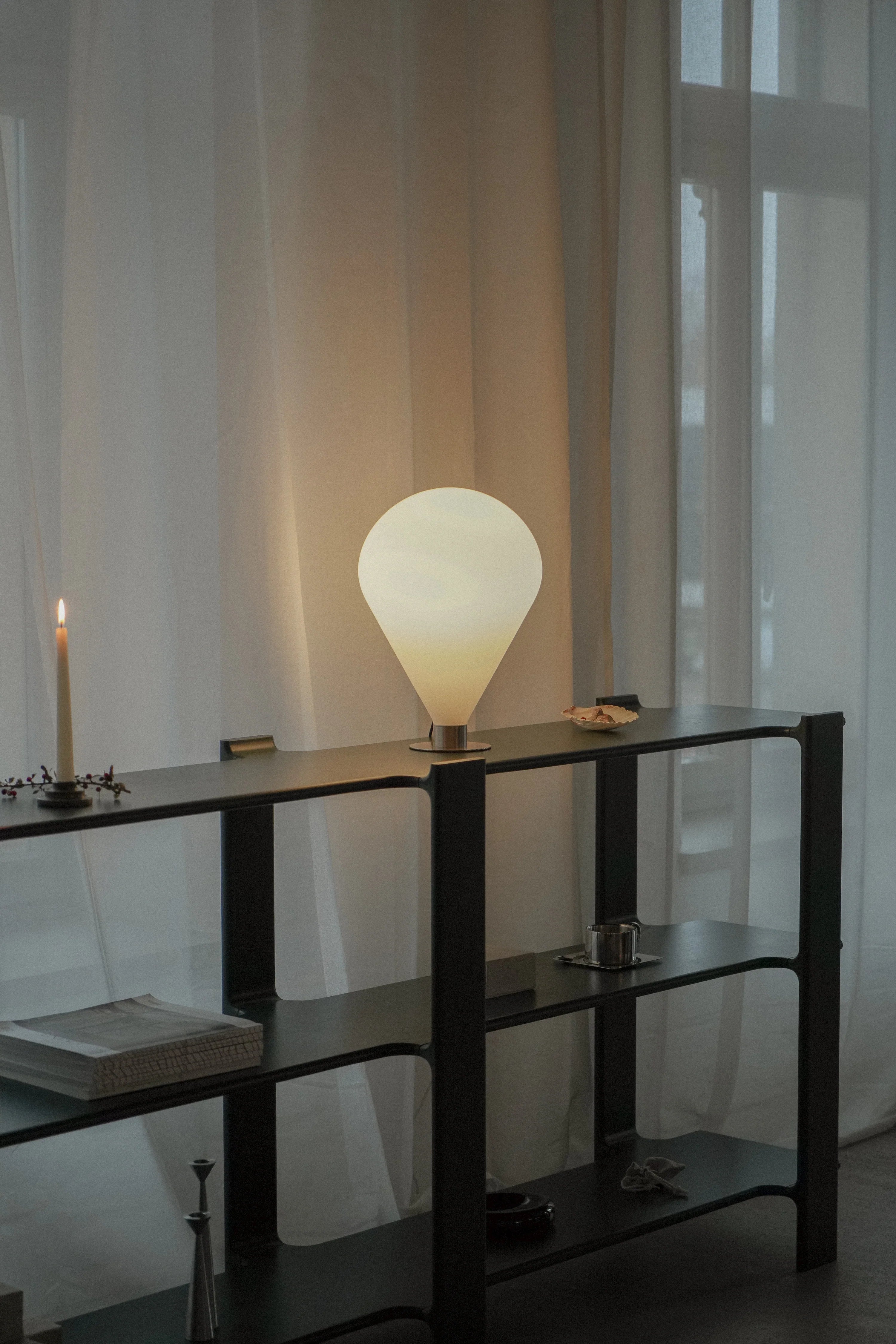 Table lamp ELY white shade with silver base