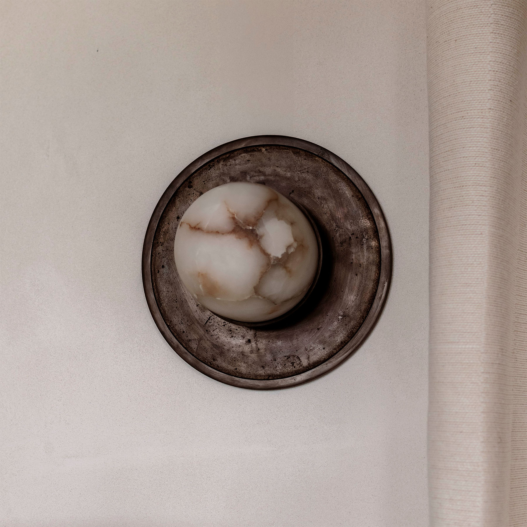 Alabaster Ceiling Light FULL MOON Brass with Dark Patina