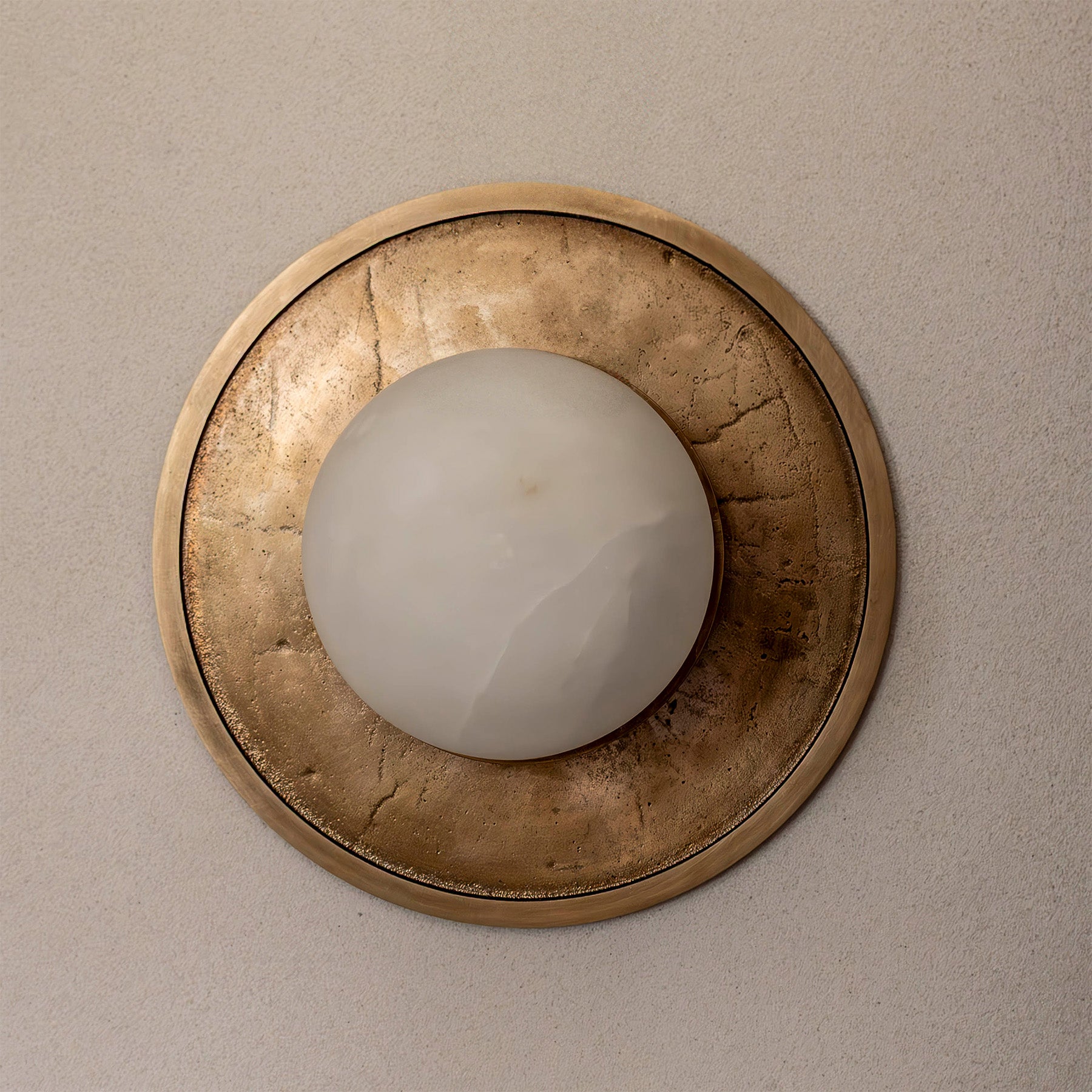 Alabaster Ceiling Light FULL MOON Brushed Brass