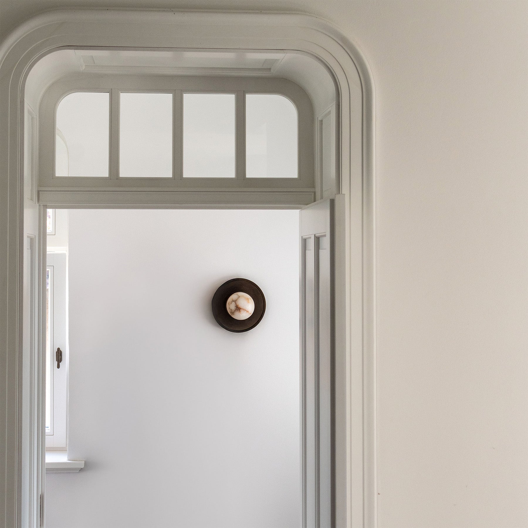 Alabaster Ceiling Light FULL MOON Brass with Dark Patina