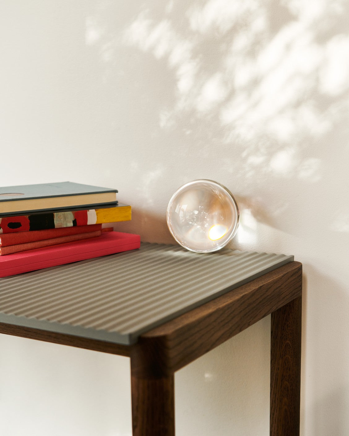 Couple Coffee Table in Sand with Dark Oak Base