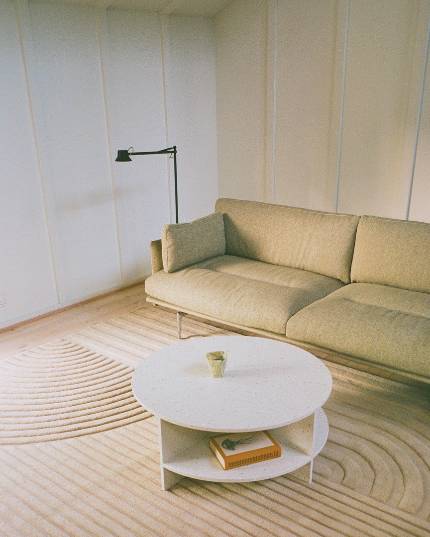 HALVES Outdoor Coffee Table Broken White Terrazzo