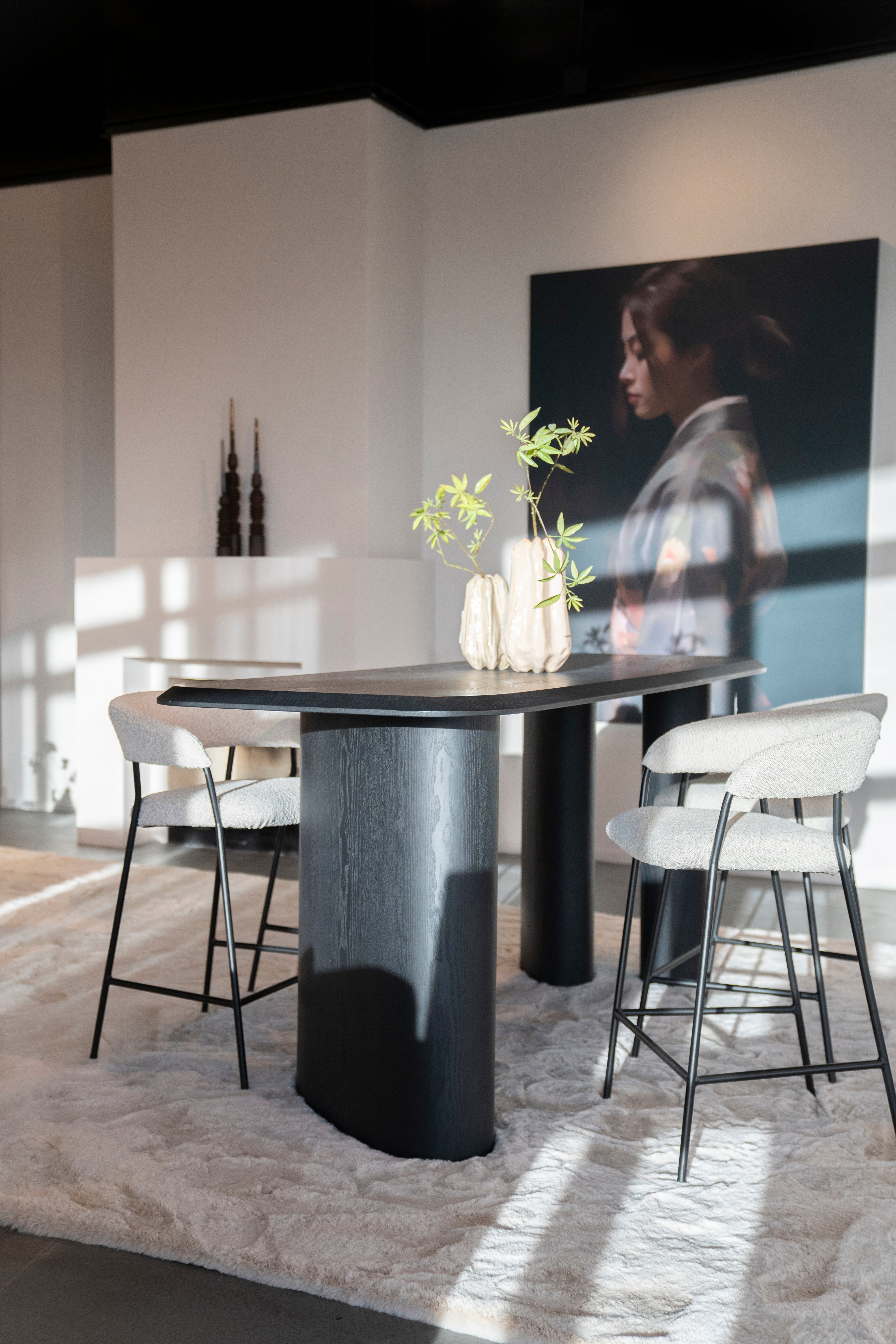 Stół barowy WALTER czarny fornir dębowy