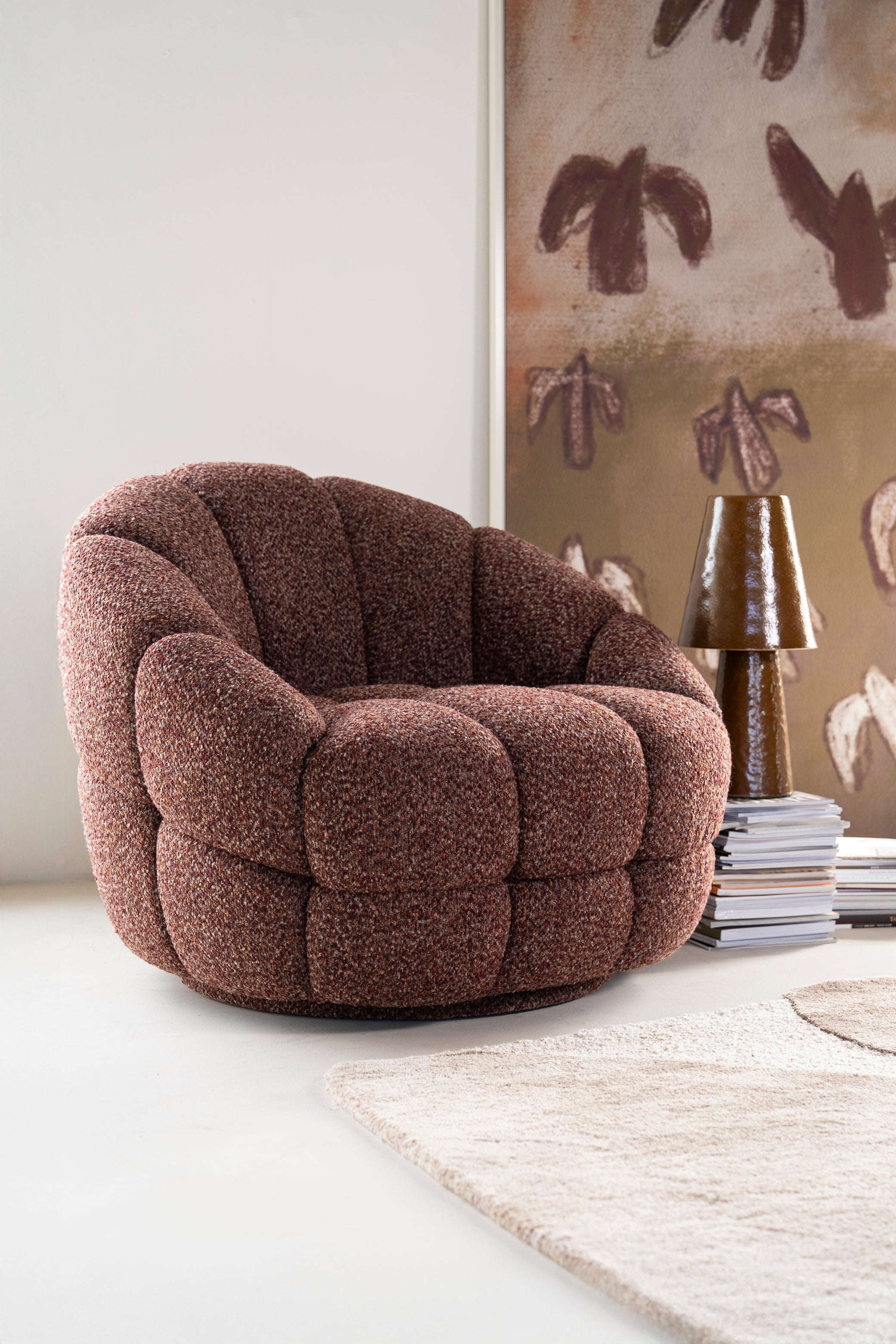 TINA Beige Swivel Armchair