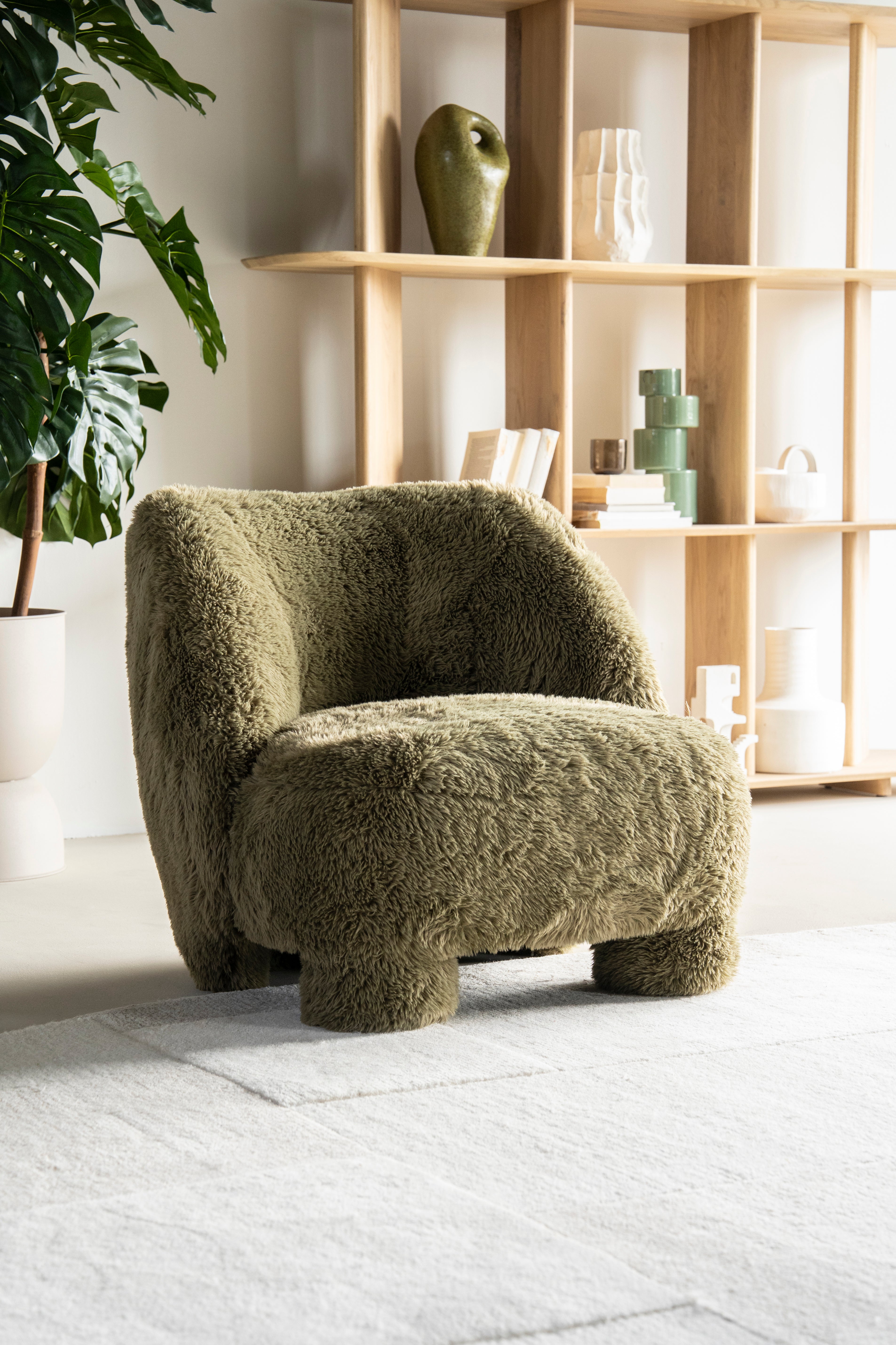 SAMSON Cream Fur Armchair