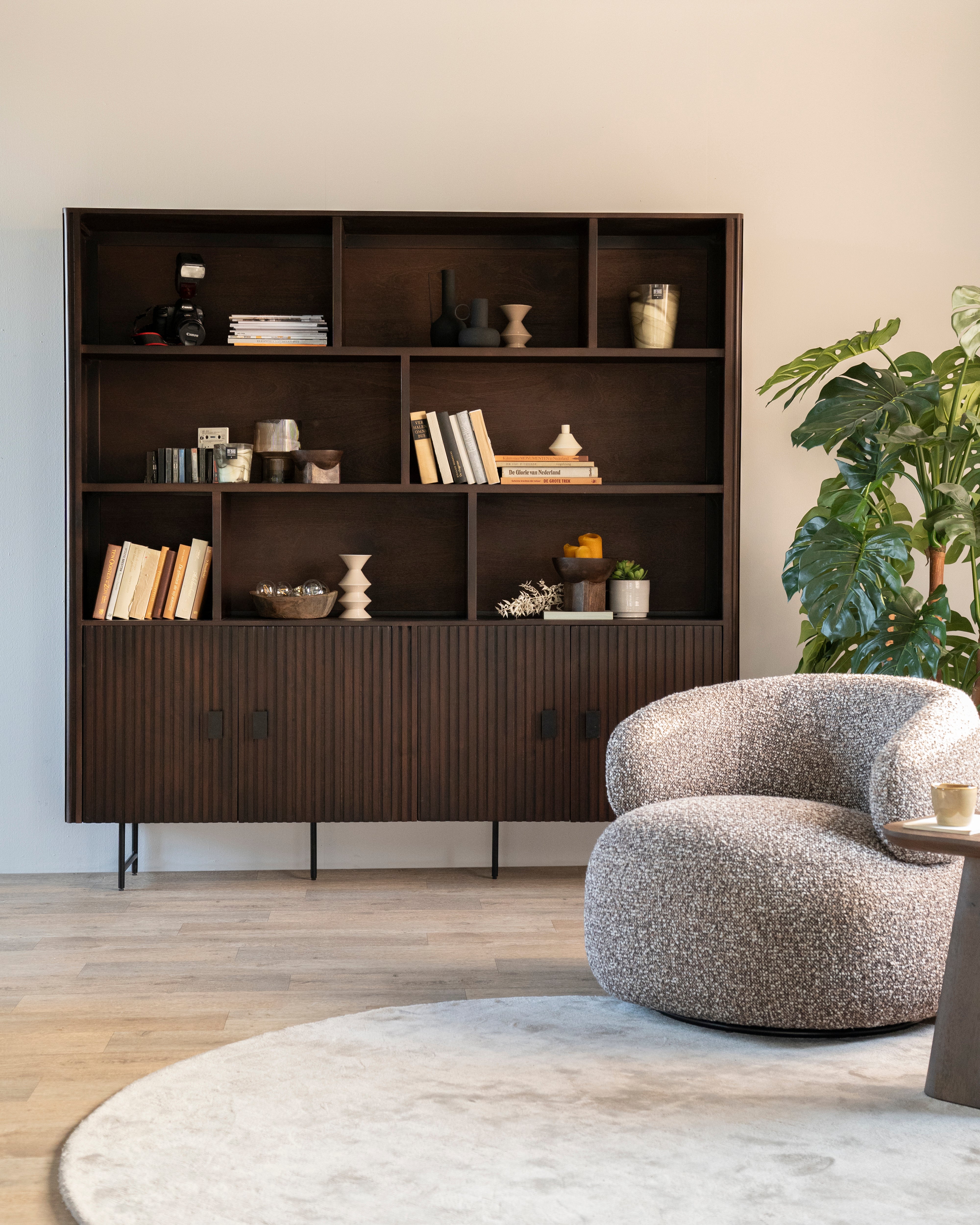 Regál REMI czarne drewno mango