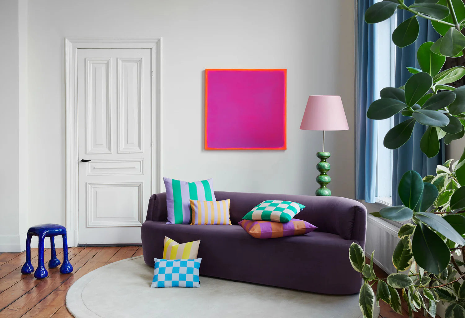 Poduszka STRIPES AND CHECKS pomarańczowy z żółtym