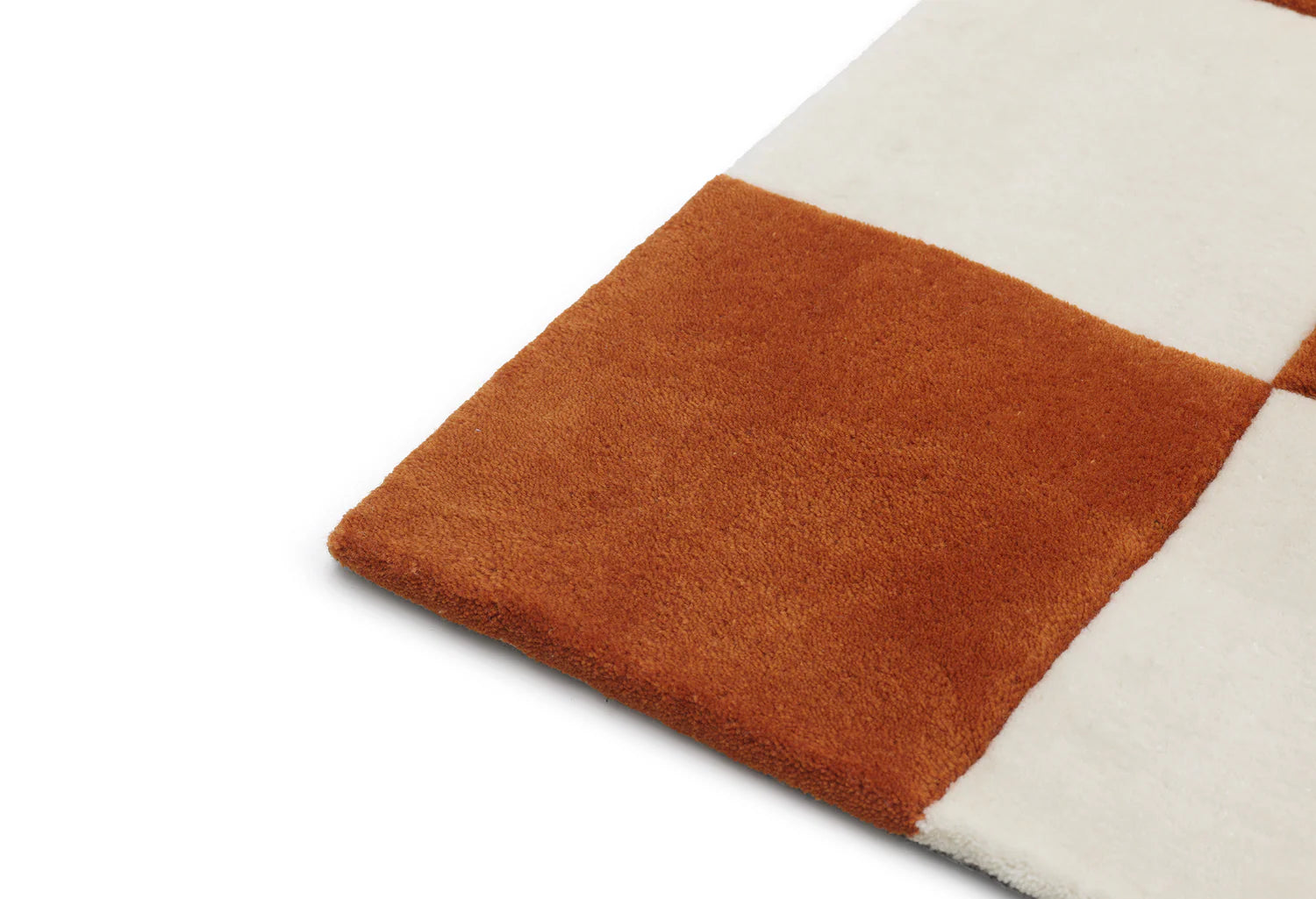 Dywan CHECKS pomarańczowy z beżowym