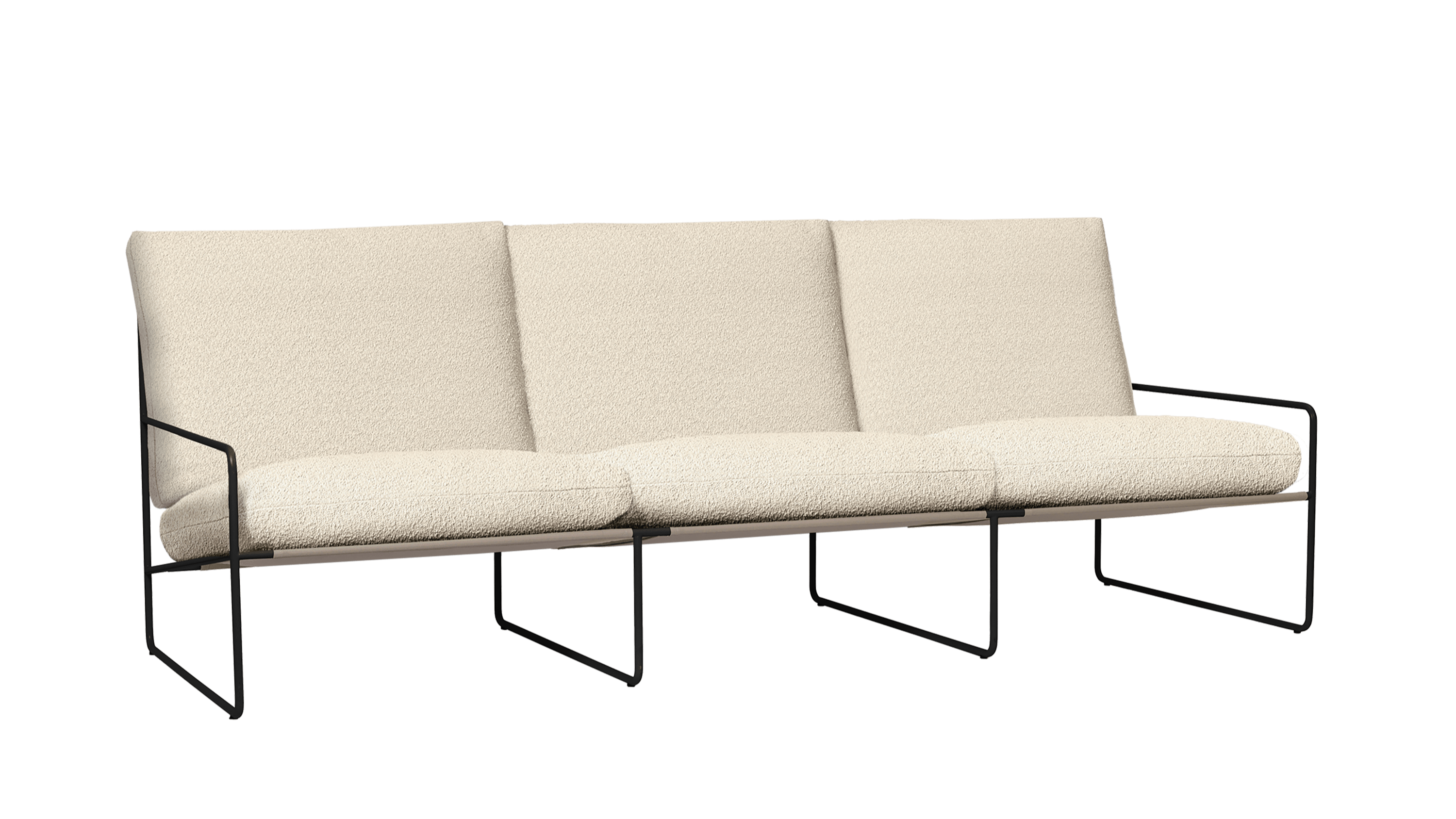 3-seater outdoor sofa DESERT broken white with black base