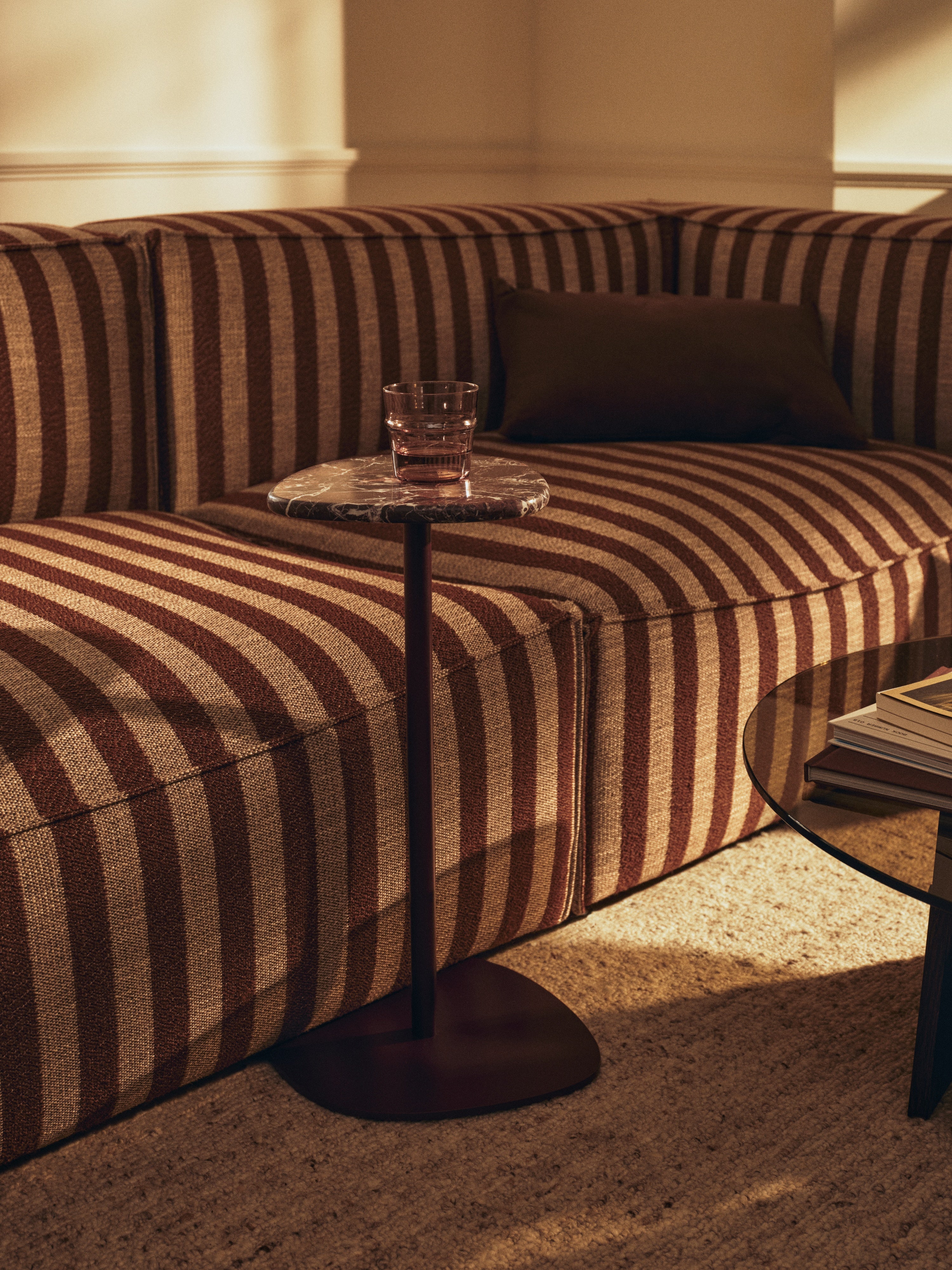 Modulares Sofa CATENA Louisiana - Endelement links sandfarben mit gebrochenem Weiß