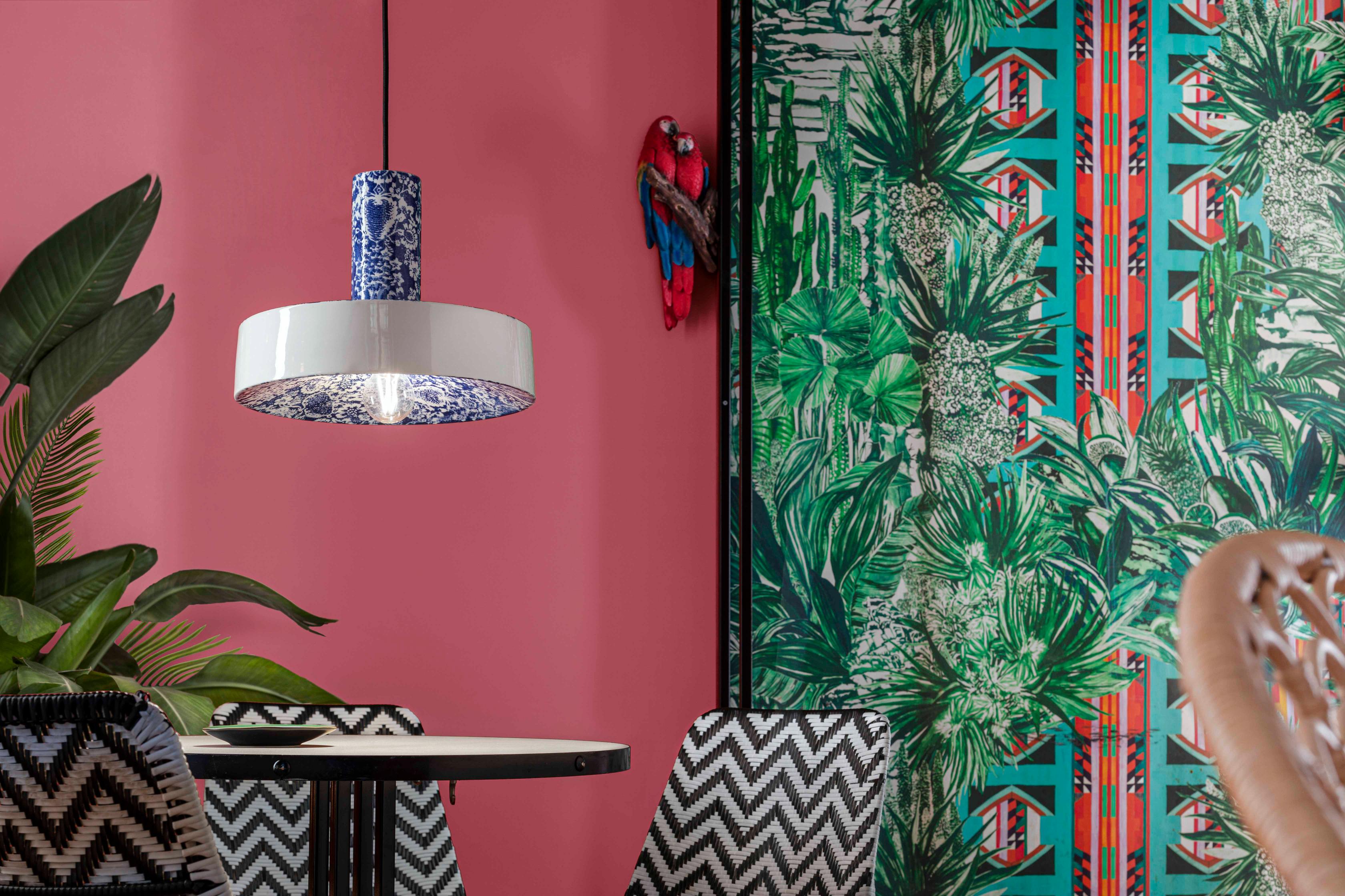 Lampa wisząca ceramiczna PI niebieskie kwiaty
