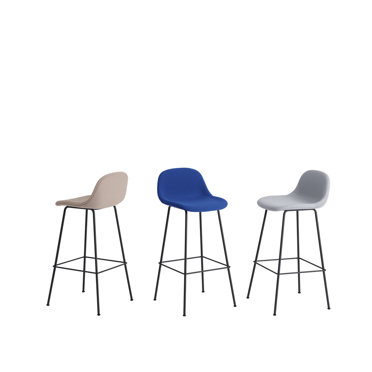 Personalized FIBER Bar Stool with Upholstered Seat and Steel Base