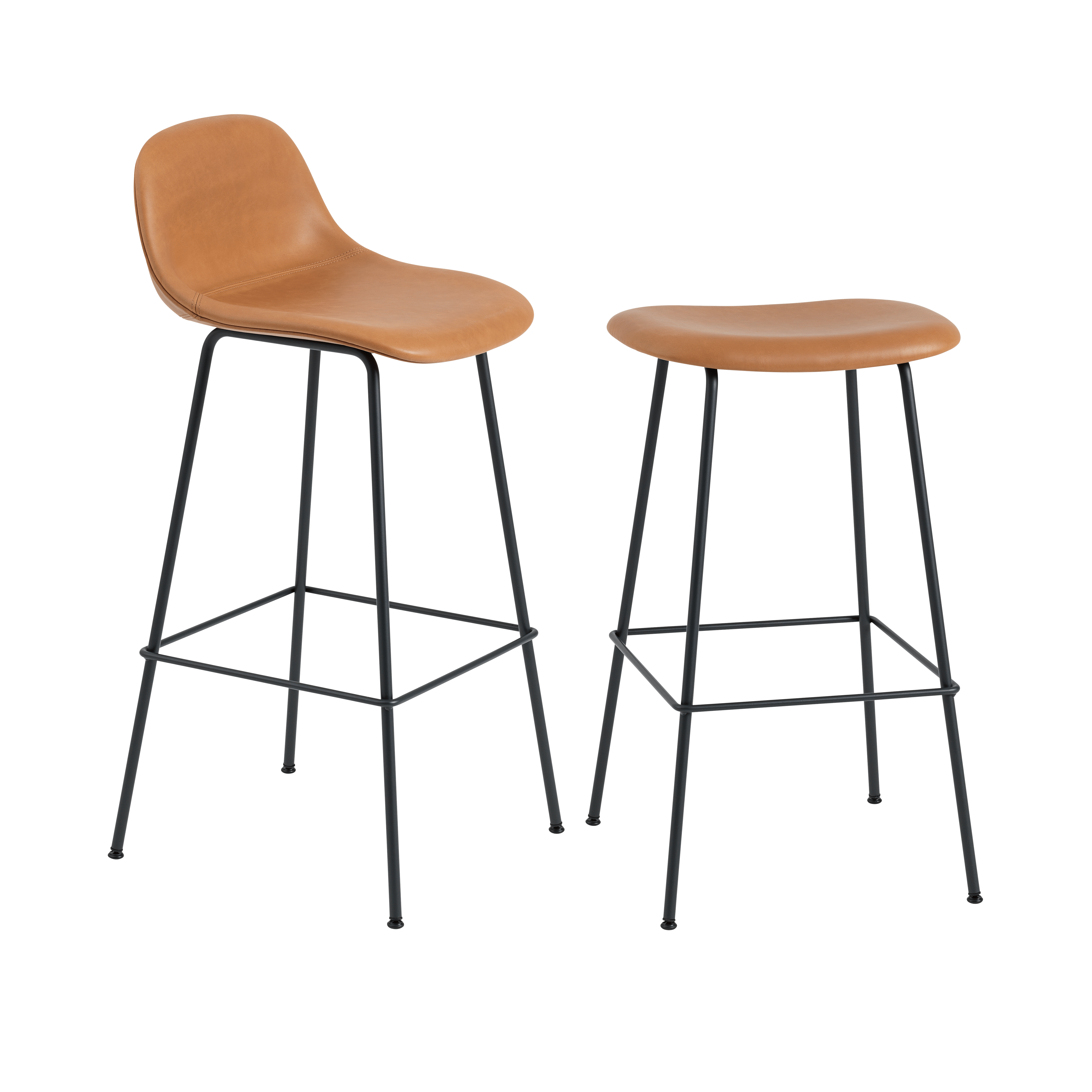 Personalized FIBER Bar Stool with Upholstered Seat and Steel Base