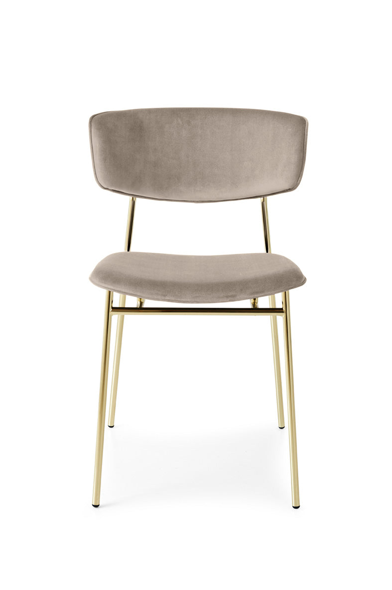 Upholstered FIFTIES Chair with Gold Base