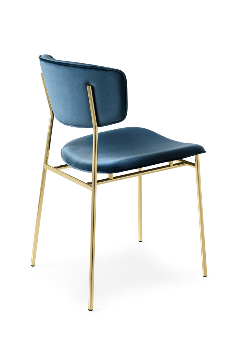 Upholstered FIFTIES Chair with Gold Base