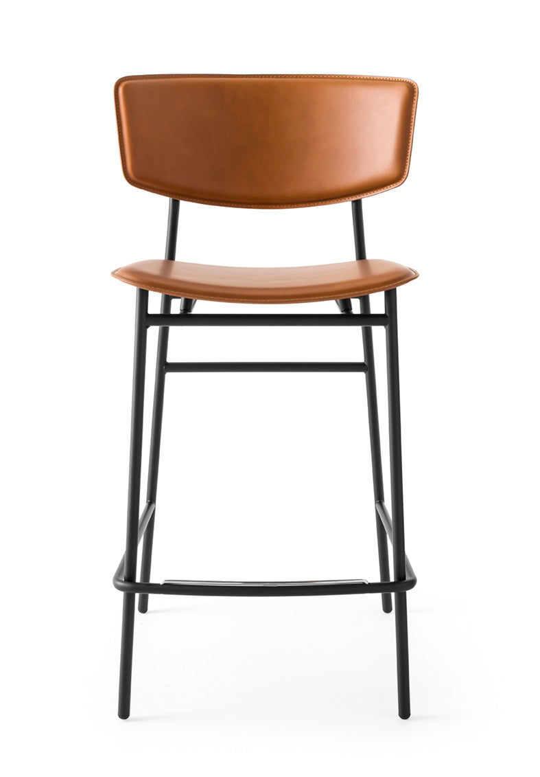 FIFTIES upholstered bar stool with a black base