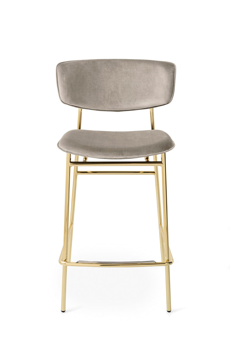 FIFTIES upholstered bar chair with a golden base