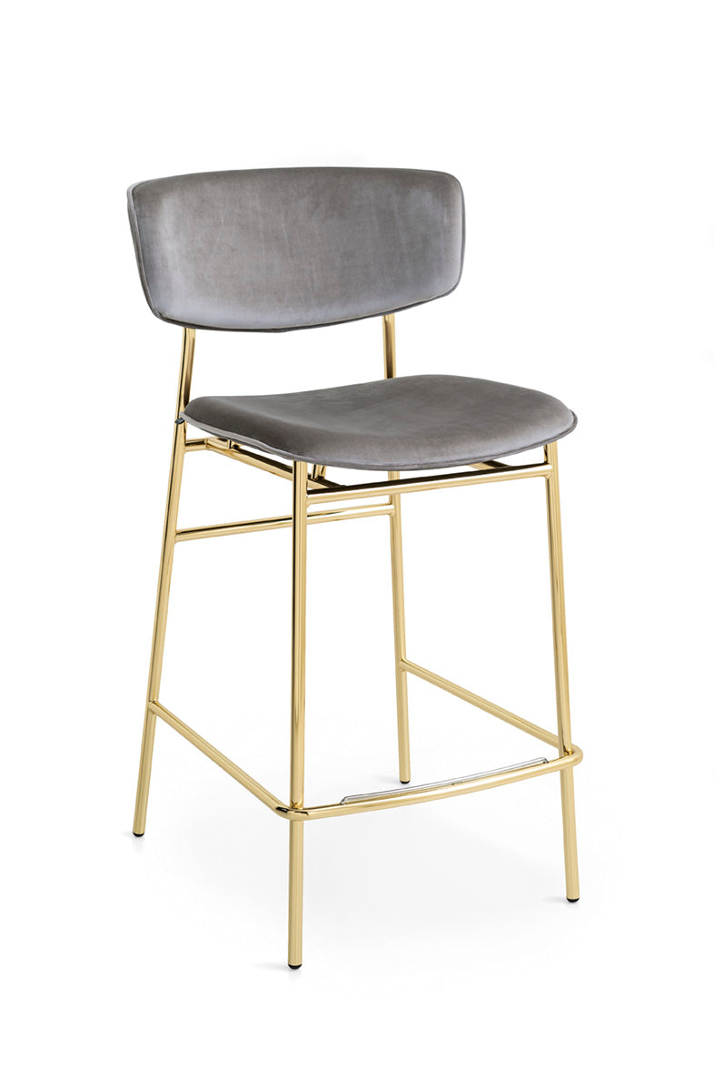 FIFTIES upholstered bar chair with a golden base