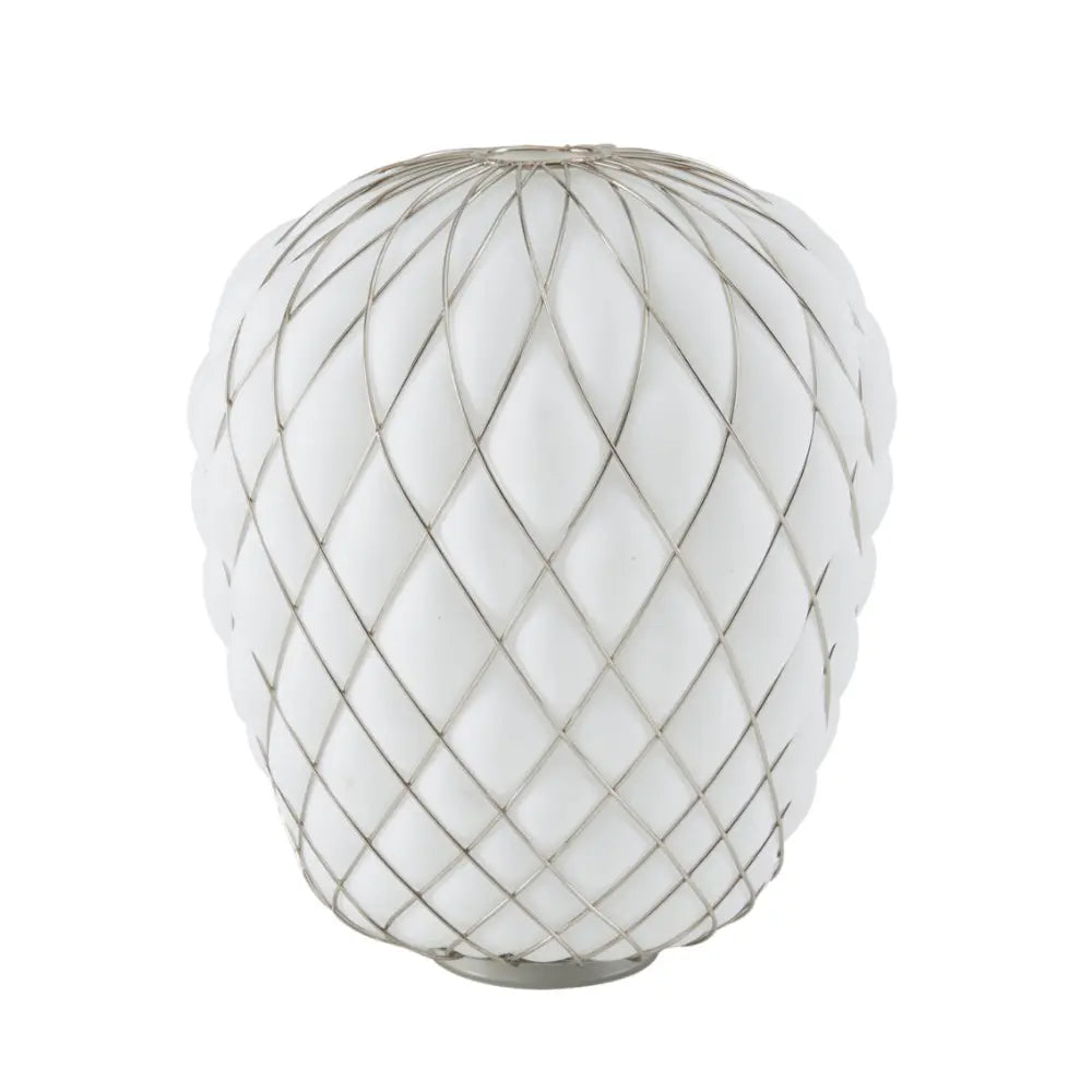 Lampa stołowa PINECONE chromowany z białym szkłem dmuchanym – Fontana Arte