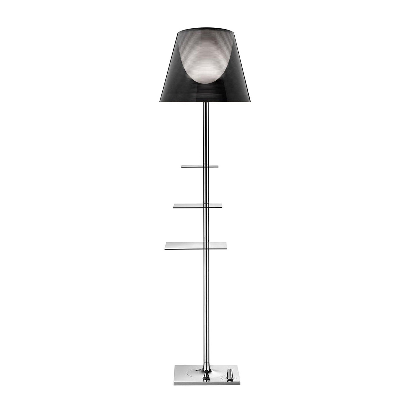 Bibliothèque Nationale Silver Floor Lamp with Gray Shade
