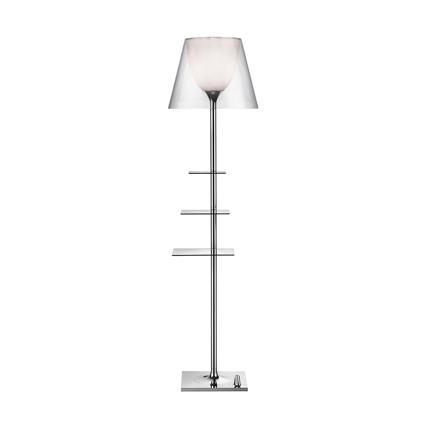 Floor lamp BIBLIOTHEQUE NATIONALE silver with transparent shade