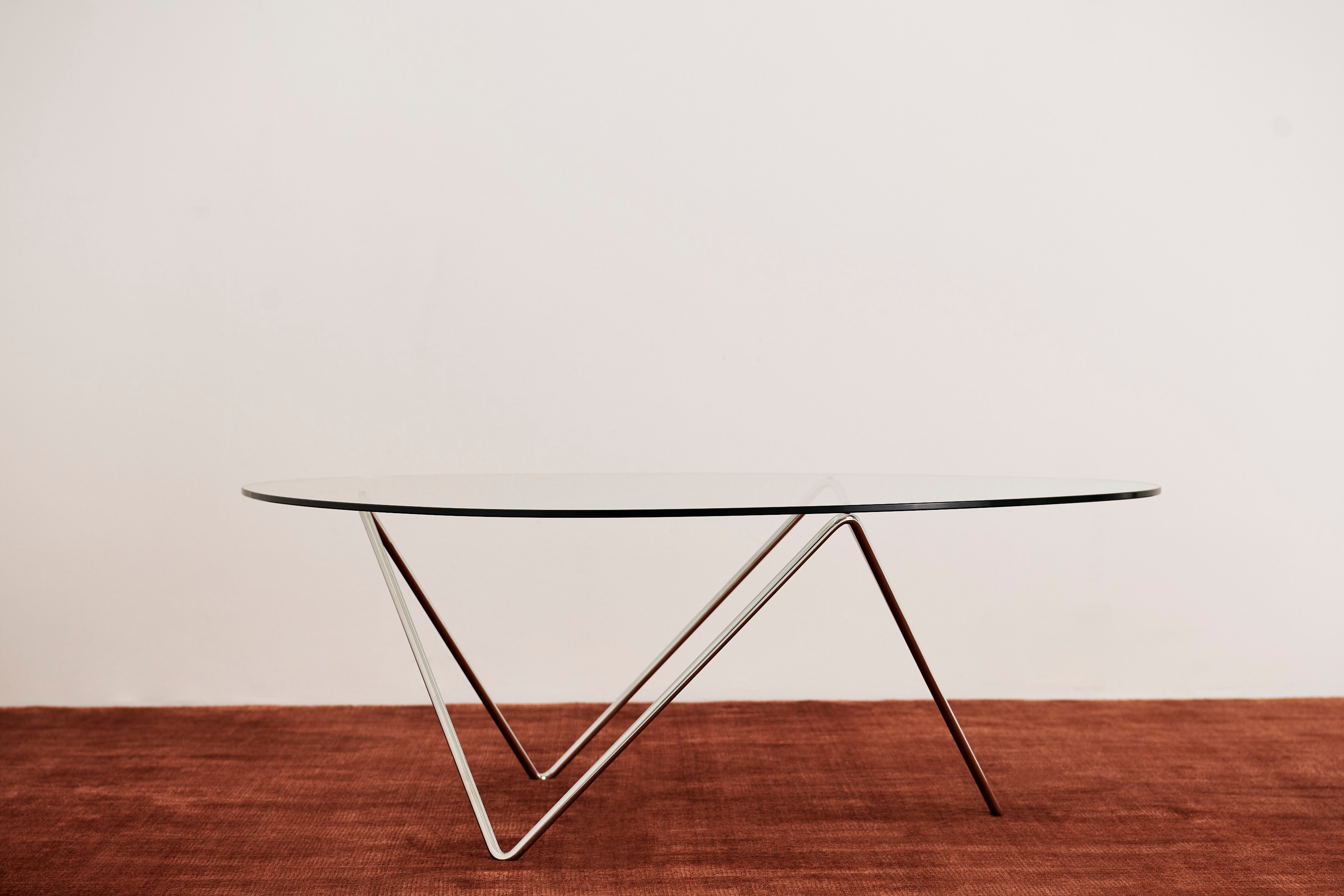 PEDRERA Coffee Table with Transparent Glass and Chrome Base