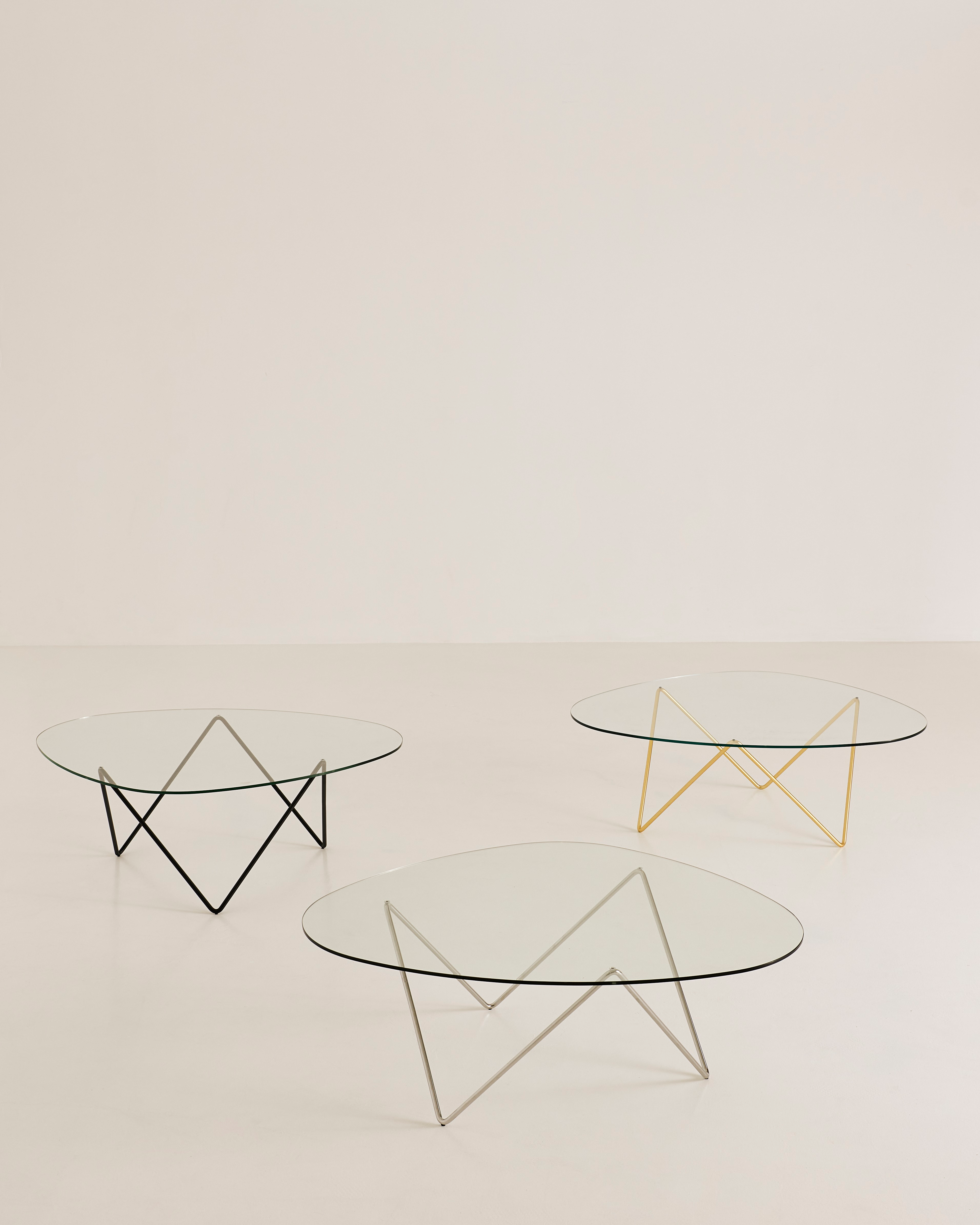 PEDRERA Coffee Table with Transparent Glass and Chrome Base