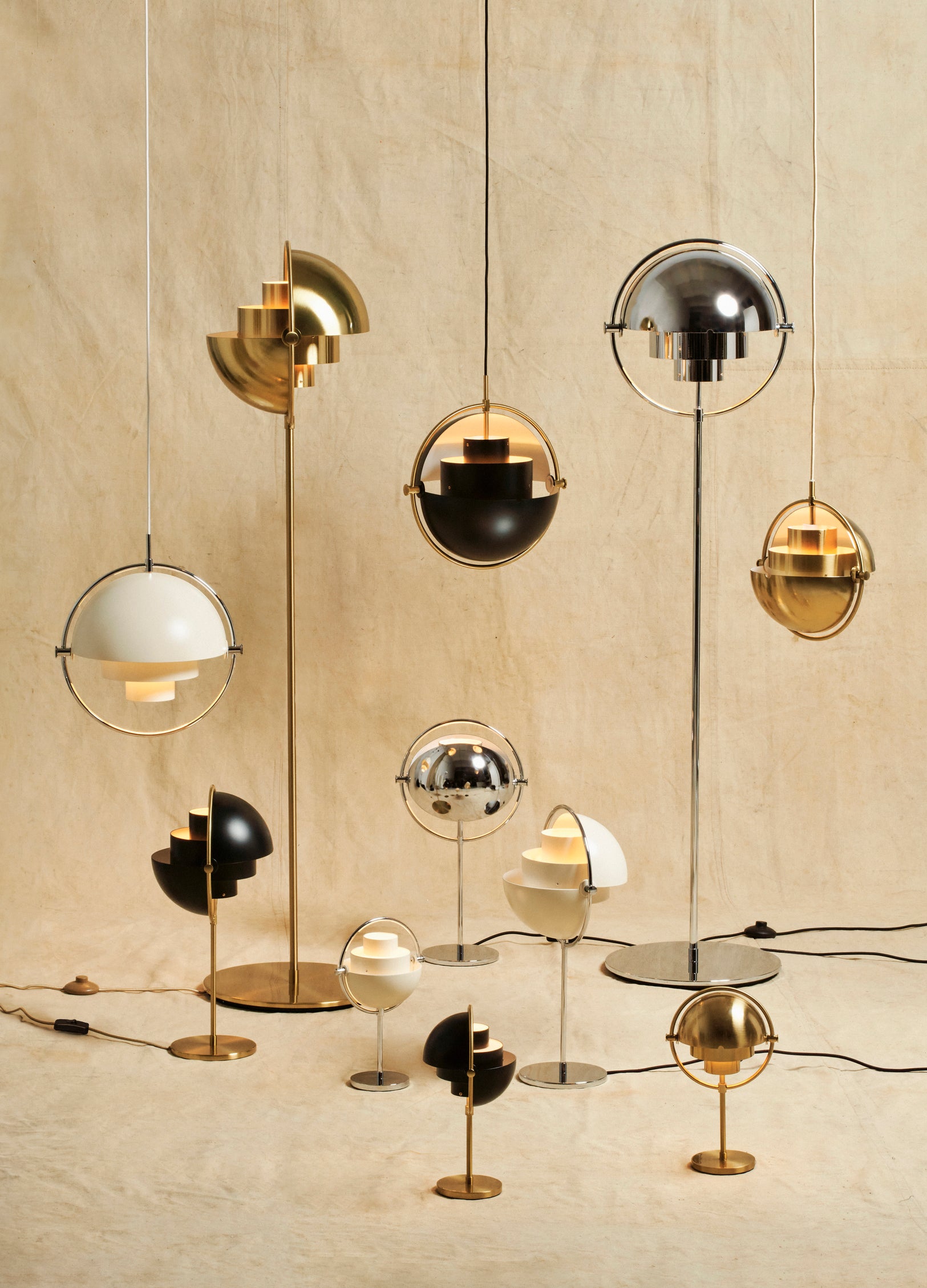 MULTI-LITE Pendelleuchte hellgrün mit Messing