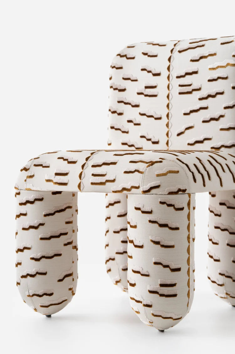 Stuhl HELLO sandbeige mit braunem Muster