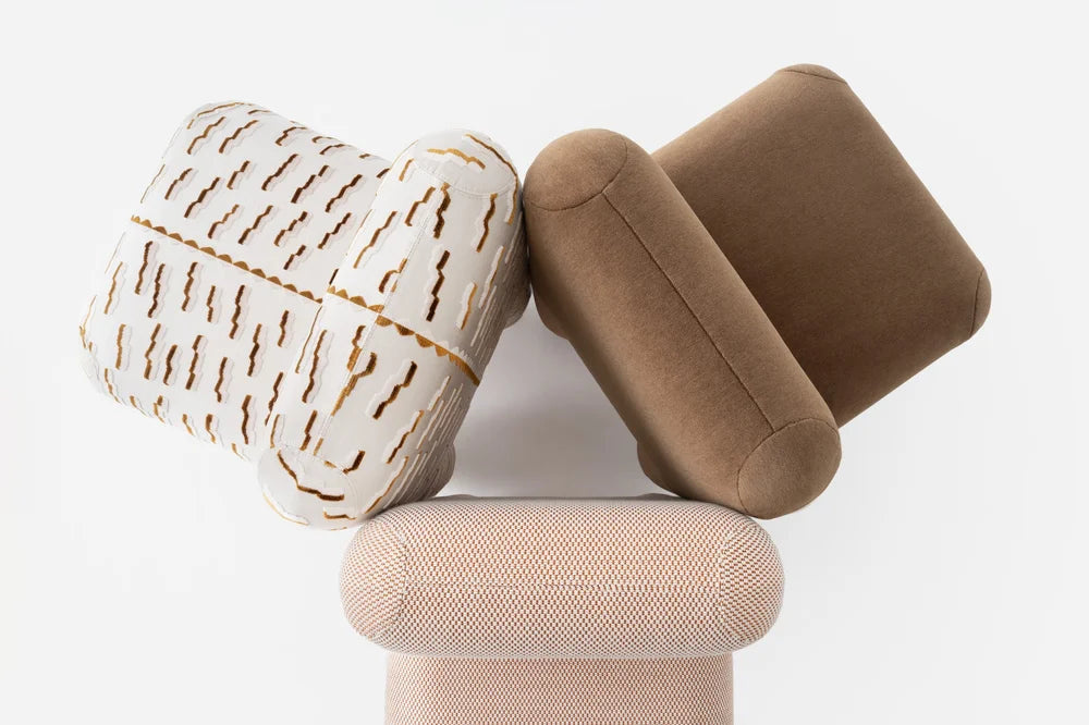 Stuhl HELLO sandbeige mit braunem Muster