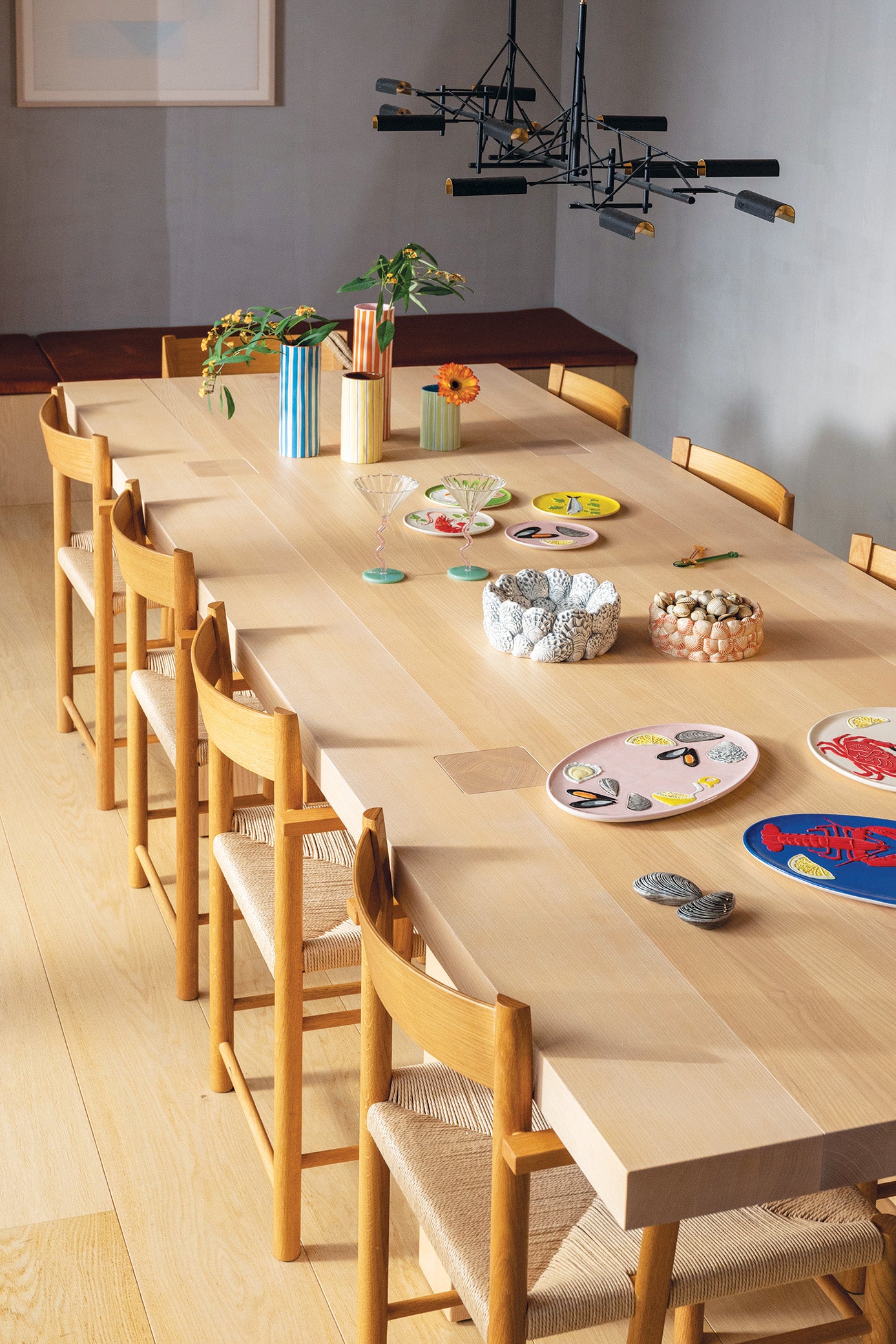 Wazon RAY żółty z brązowym i białym