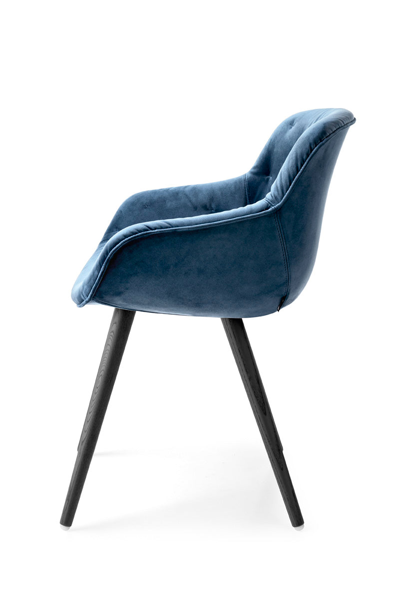 Sessel mit Armlehnen IGLOO gepolstert mit schwarzem Holzgestell